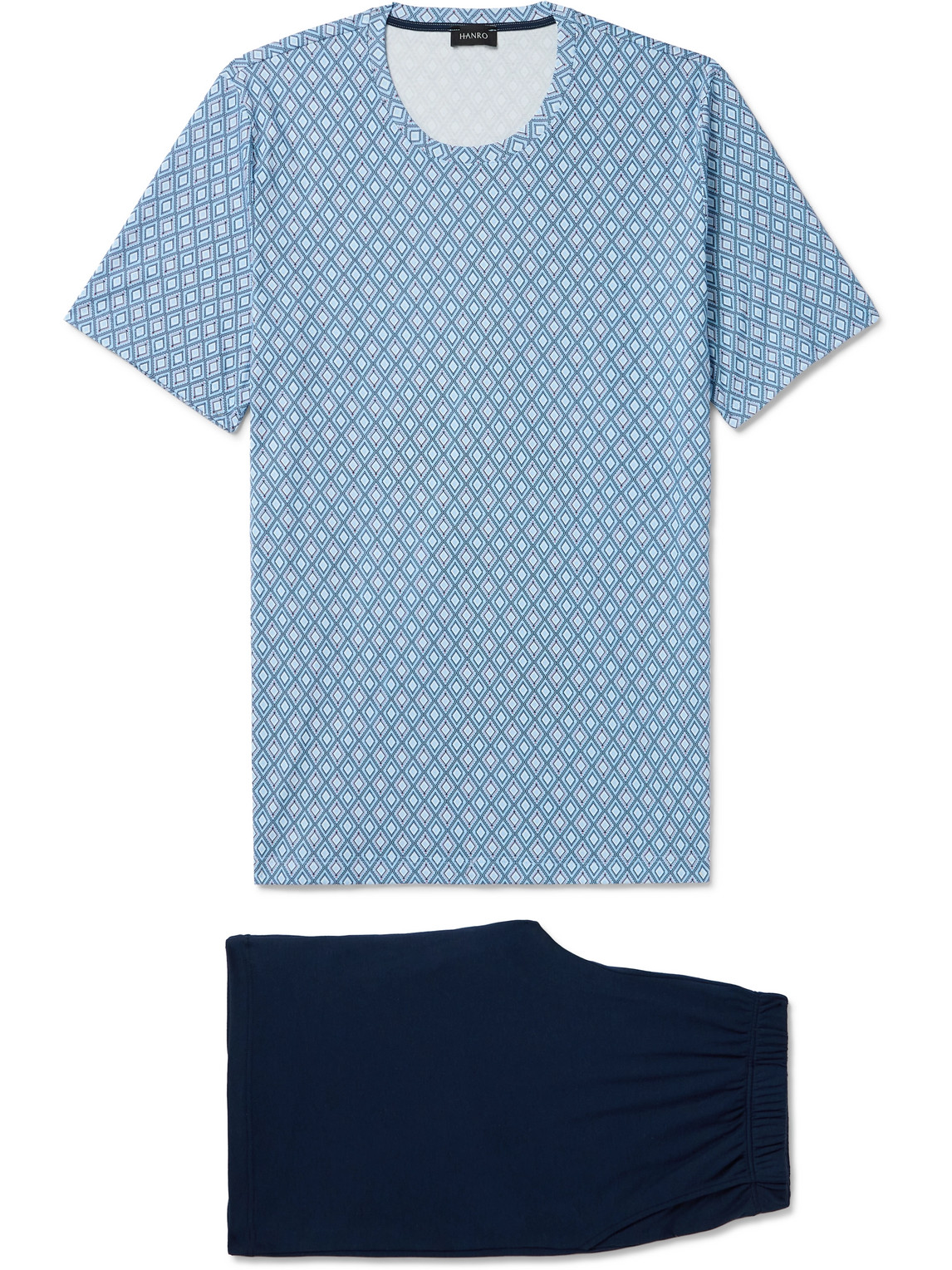 Hanro Night & Day Printed Cotton-jersey Pyjama Set In Blue