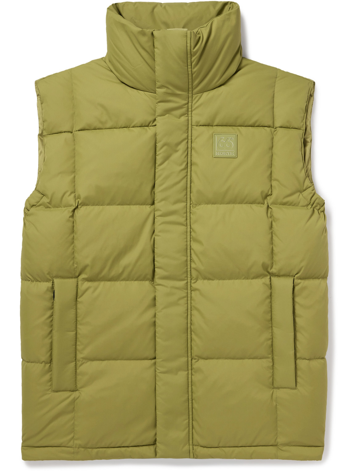 66 North Dyngja Logo-appliquéd Quilted Recycled-shell Down Gilet In Green