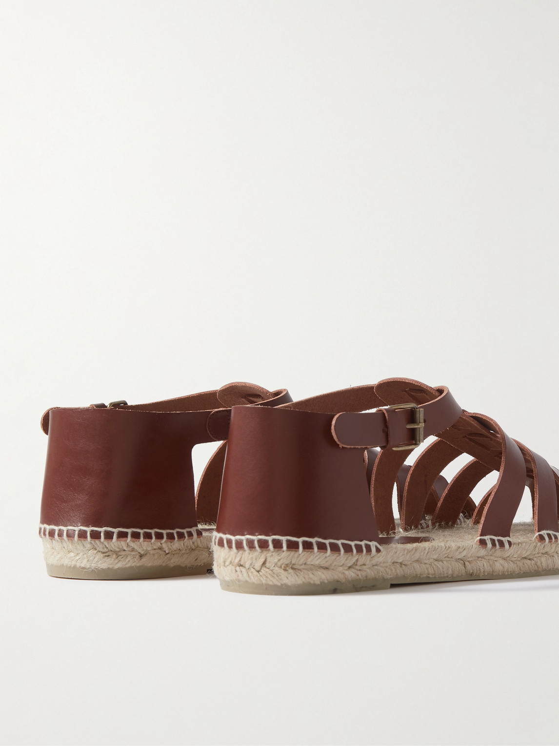 Shop Castaã±er Ancient Greek Sandals Samos Leather Sandals In Brown