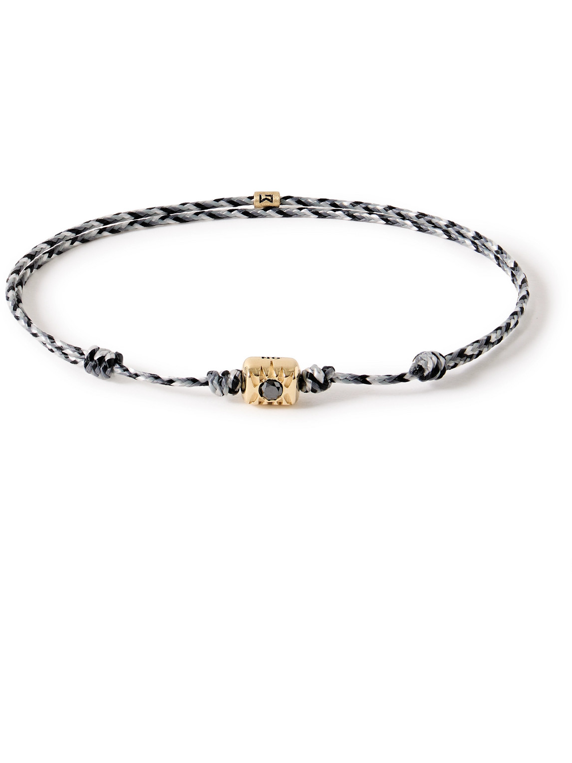 Luis Morais Gold, Diamond And Cord Bracelet In Black