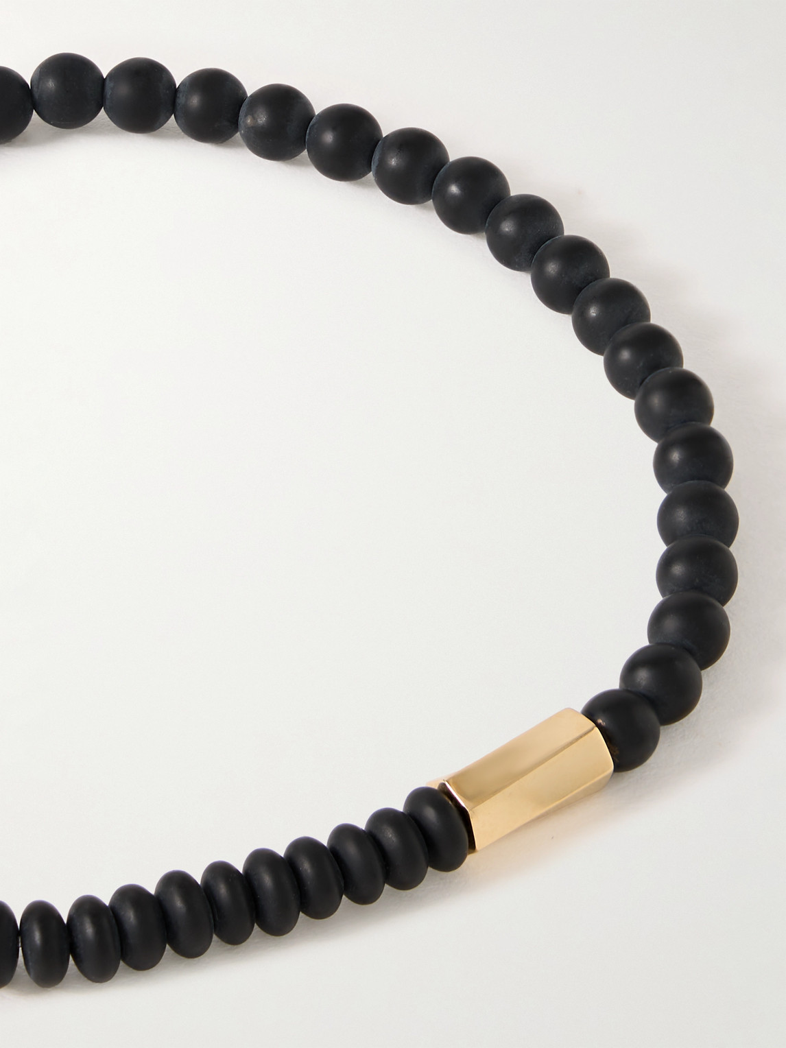 Shop Luis Morais Gold And Onyx Beaded Bracelet In Black