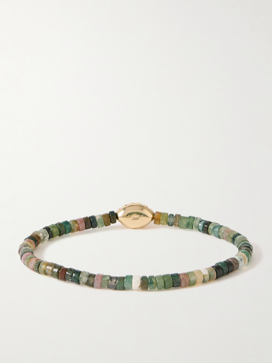 Shop Luis Morais Eye Of The Idol Gold Multi-stone Beaded Bracelet In Green