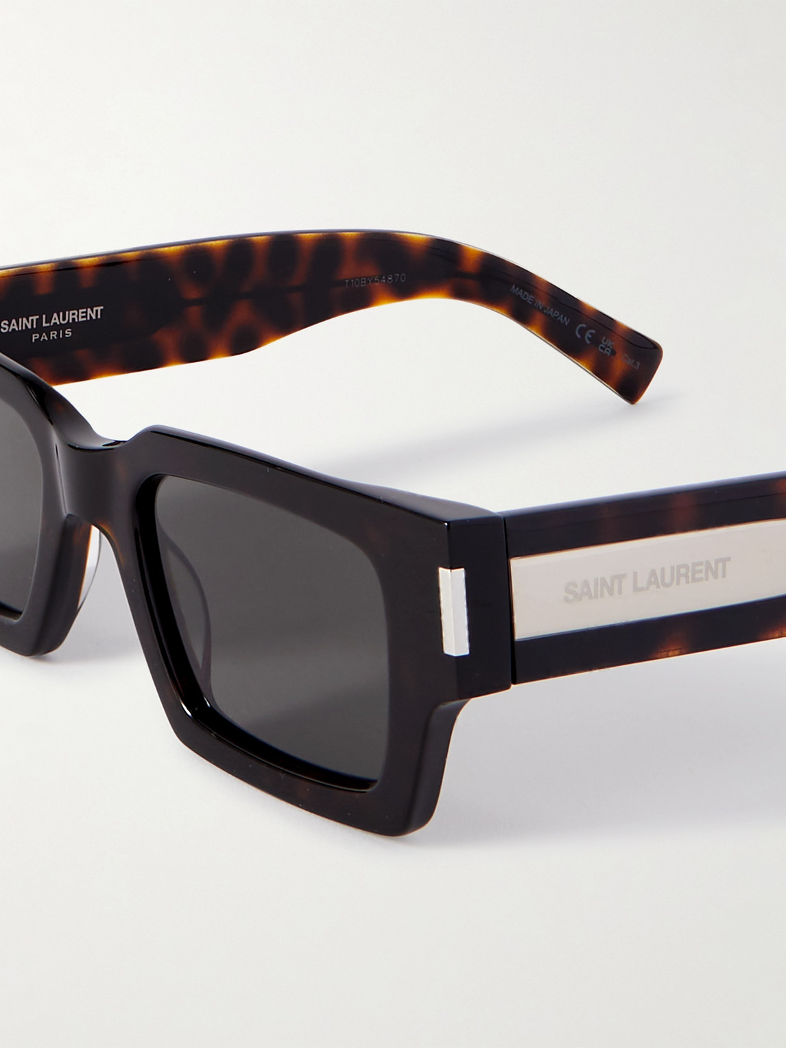 Shop Saint Laurent Square-frame Tortoiseshell Acetate Sunglasses