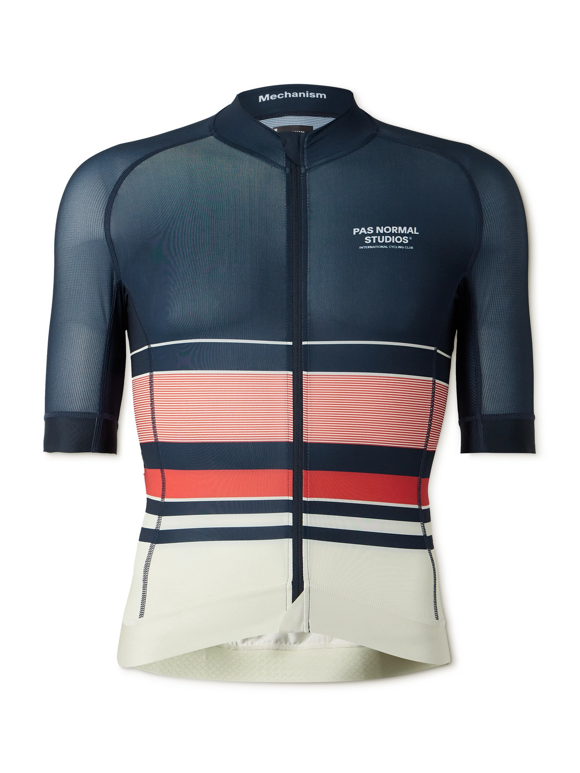 Mechanism Logo-Print Striped Cycling Jersey