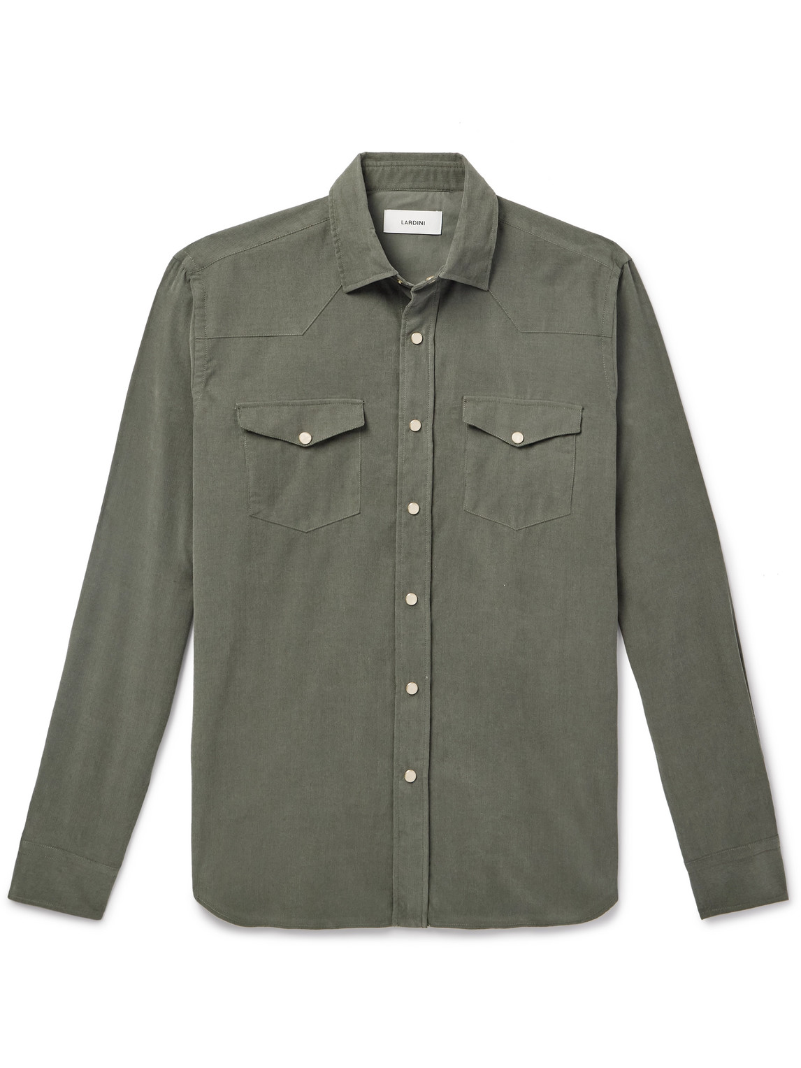Lardini Cotton-corduroy Western Shirt In Green