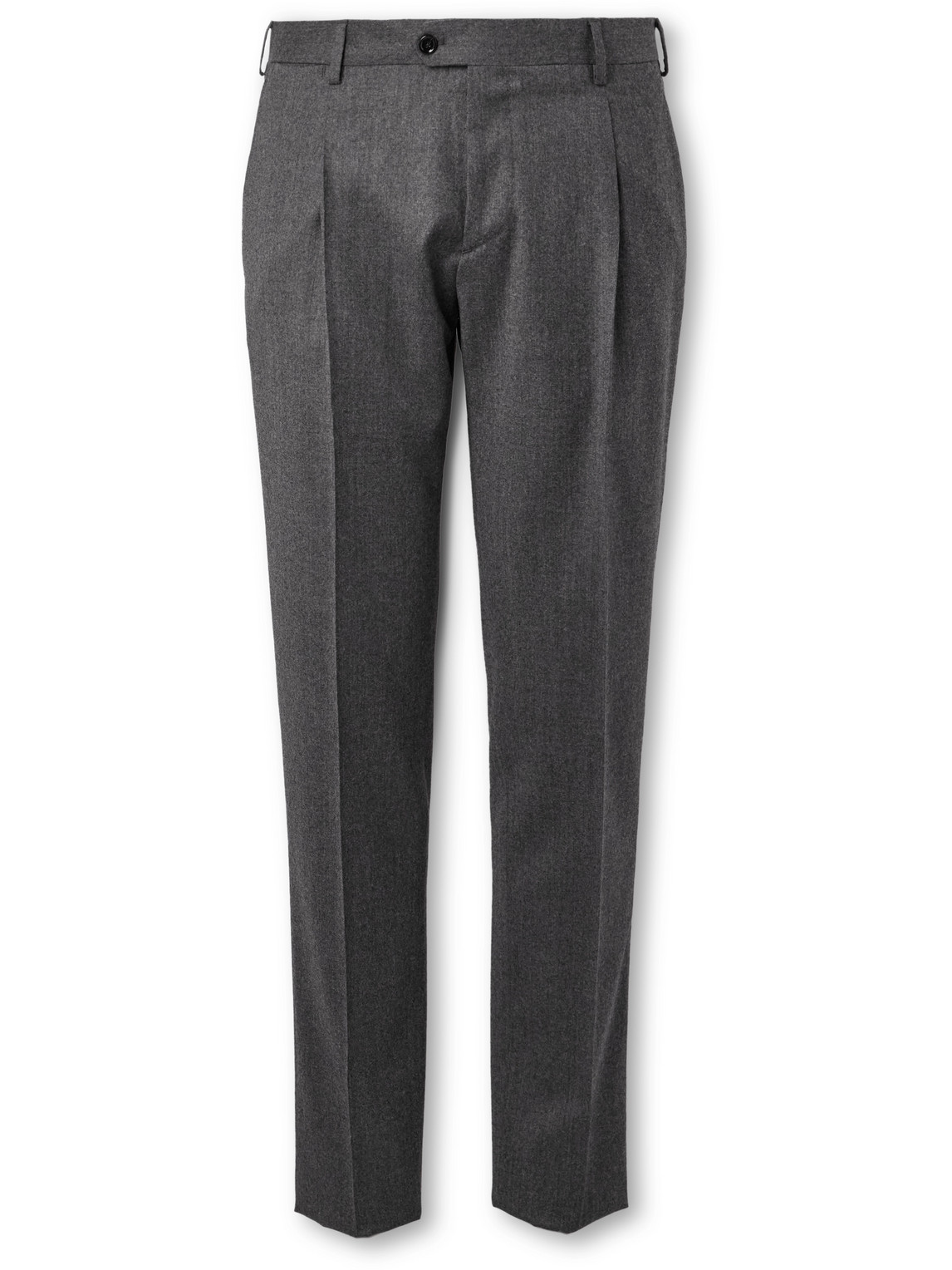 Lardini Straight-leg Pleated Stretch Wool And Cashmere-blend Flannel Suit Trousers In Gray