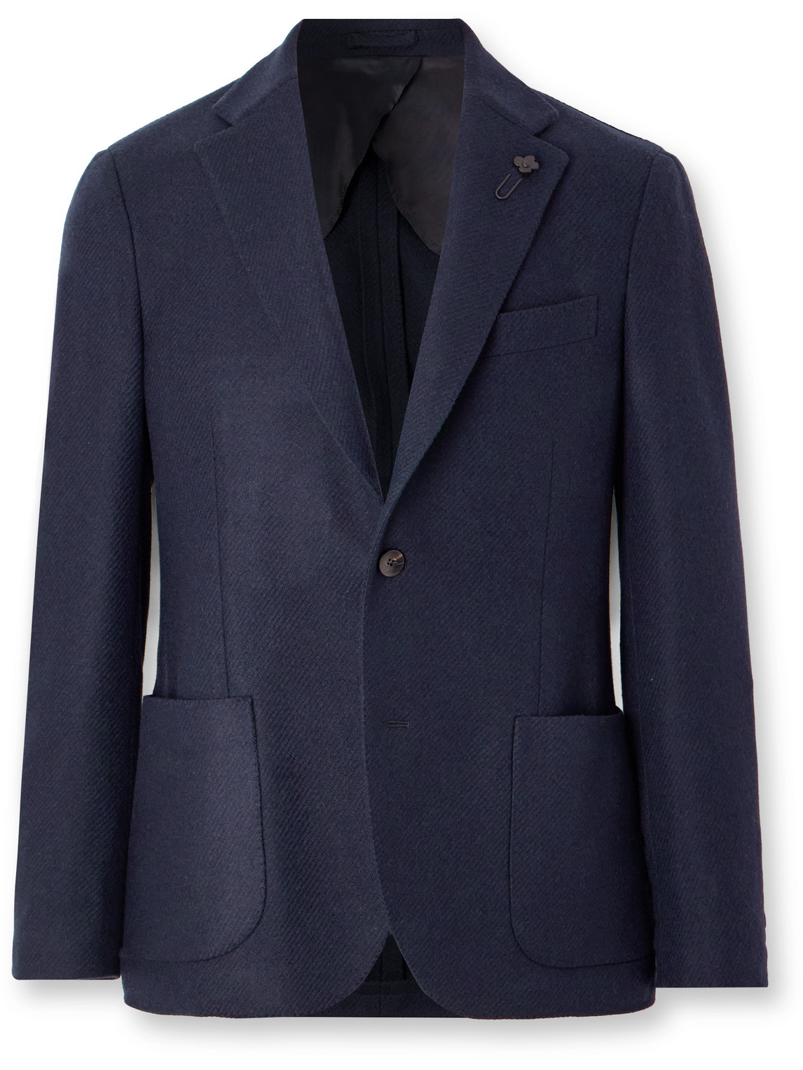 Lardini Slim-fit Wool-blend Twill Blazer In Blue