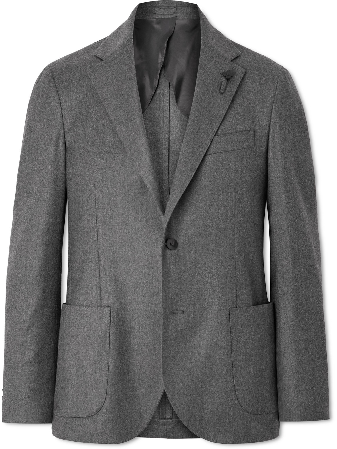 Lardini Stretch Wool And Cashmere-blend Flannel Suit Jacket In Gray