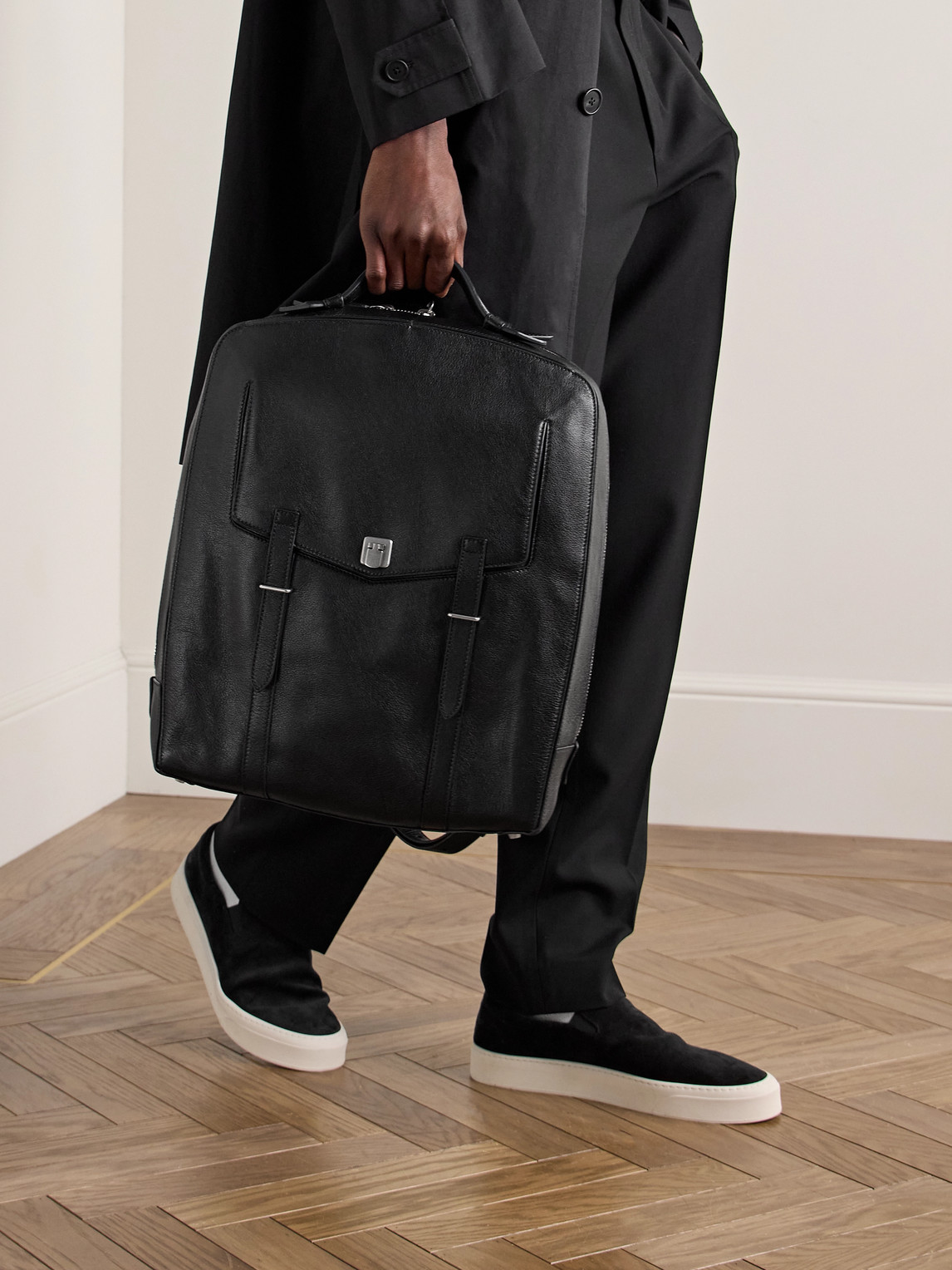 Shop Metier Rider Full-grain Leather Backpack In Black
