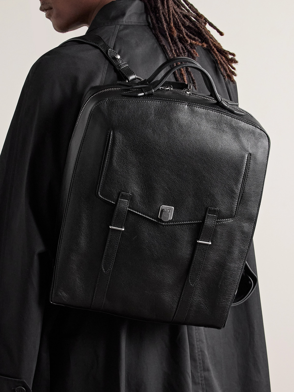 Shop Metier Rider Full-grain Leather Backpack In Black