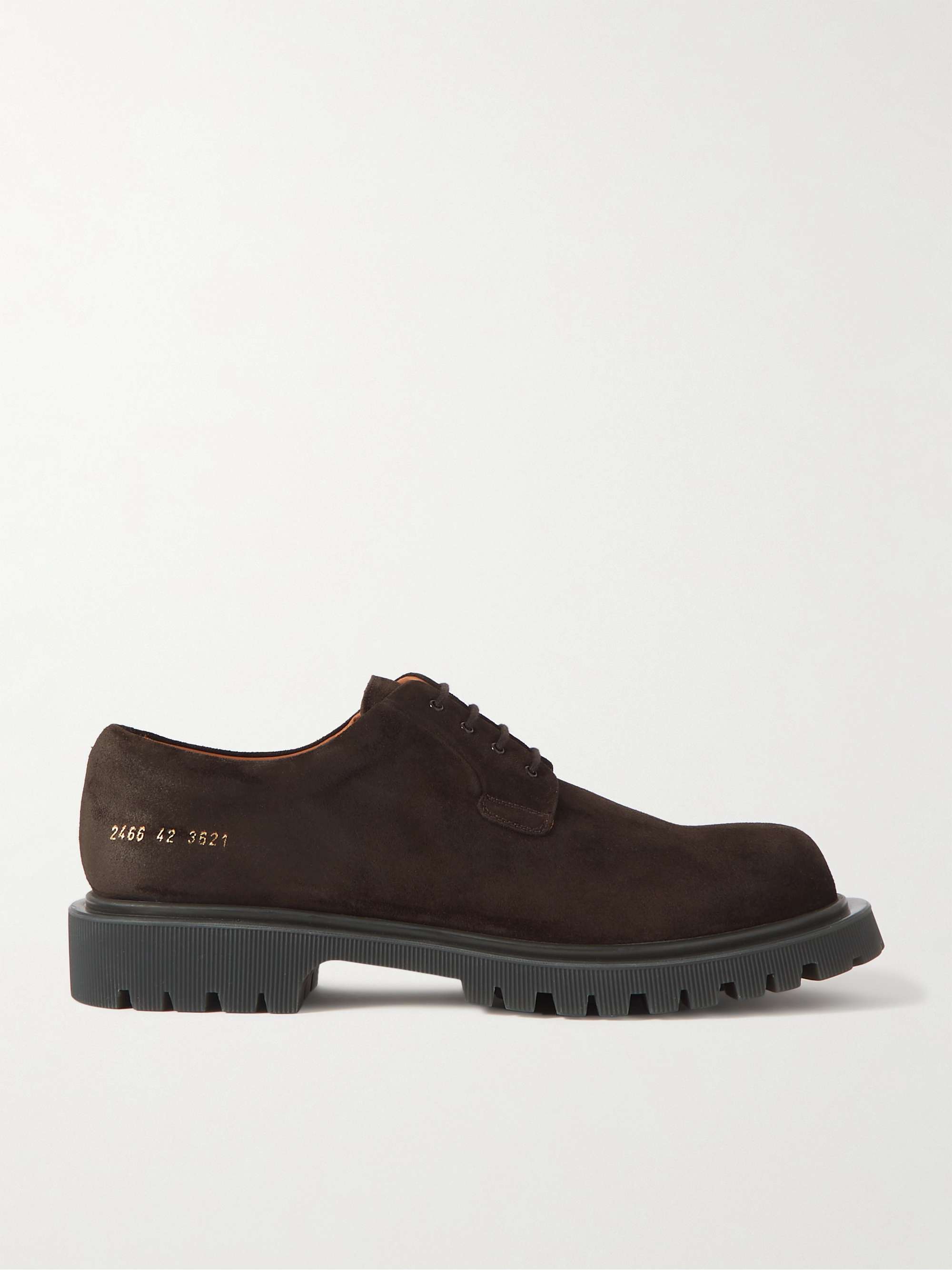 Brown Waxed Suede Derby Shoes COMMON PROJECTS MR PORTER