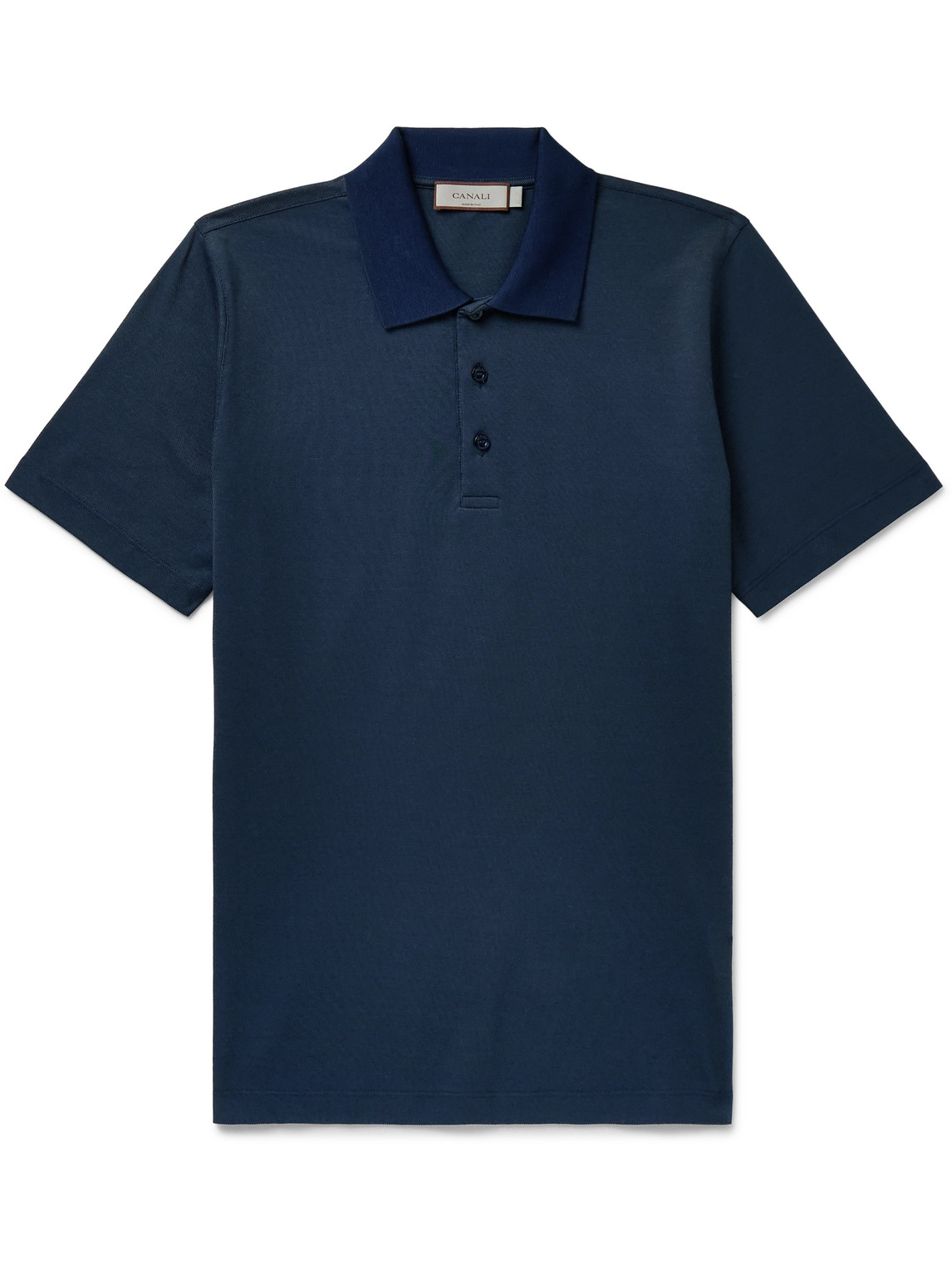 Canali Slim-fit Cotton-piqué Polo Shirt In Blue