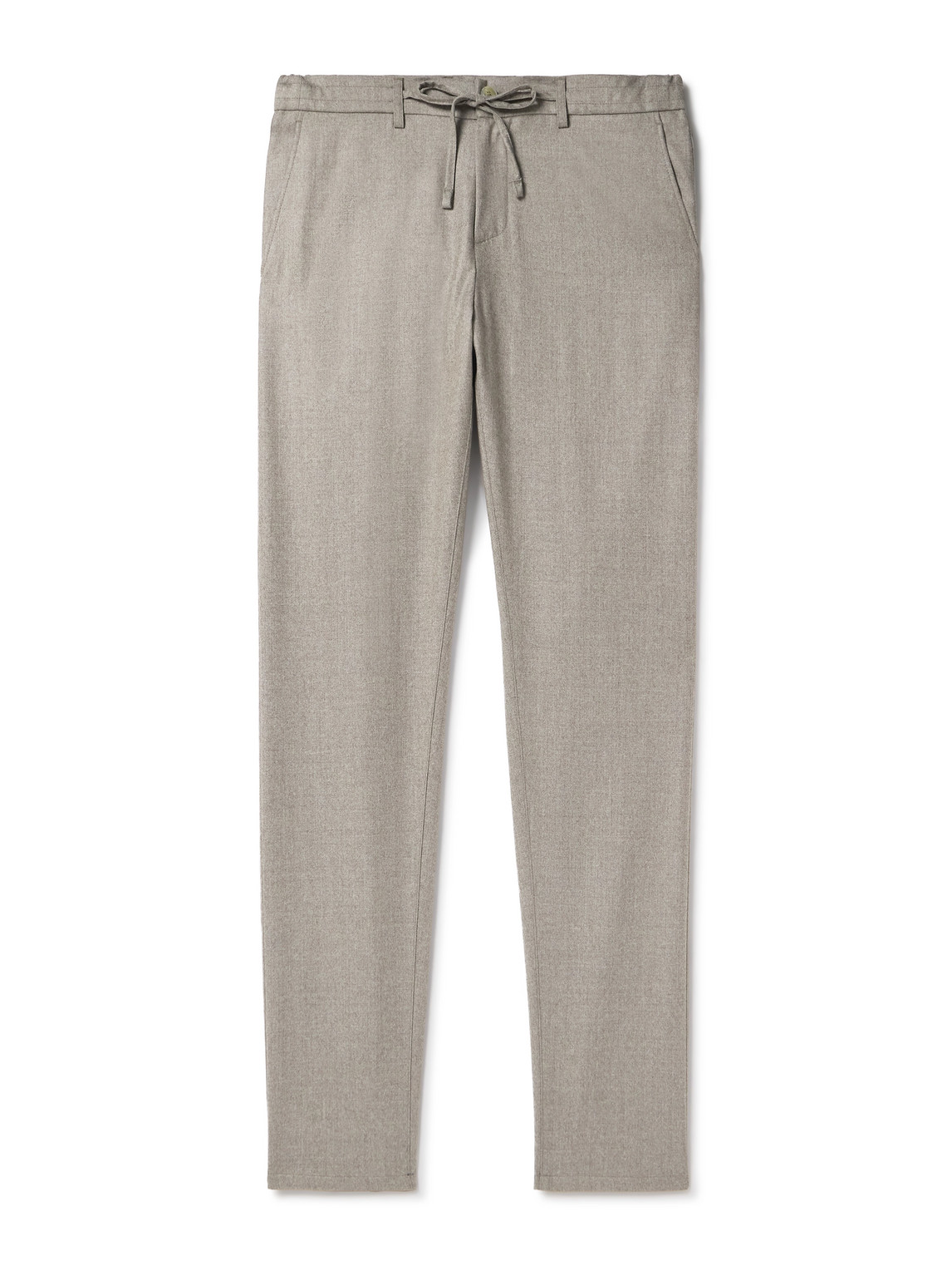 Canali Slim-fit Straight-leg Wool-flannel Drawstring Trousers In Neutrals
