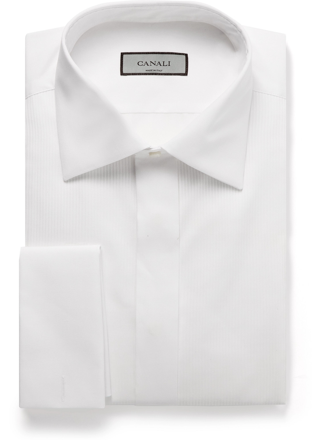 Canali Bib-front Cotton Tuxedo Shirt In White