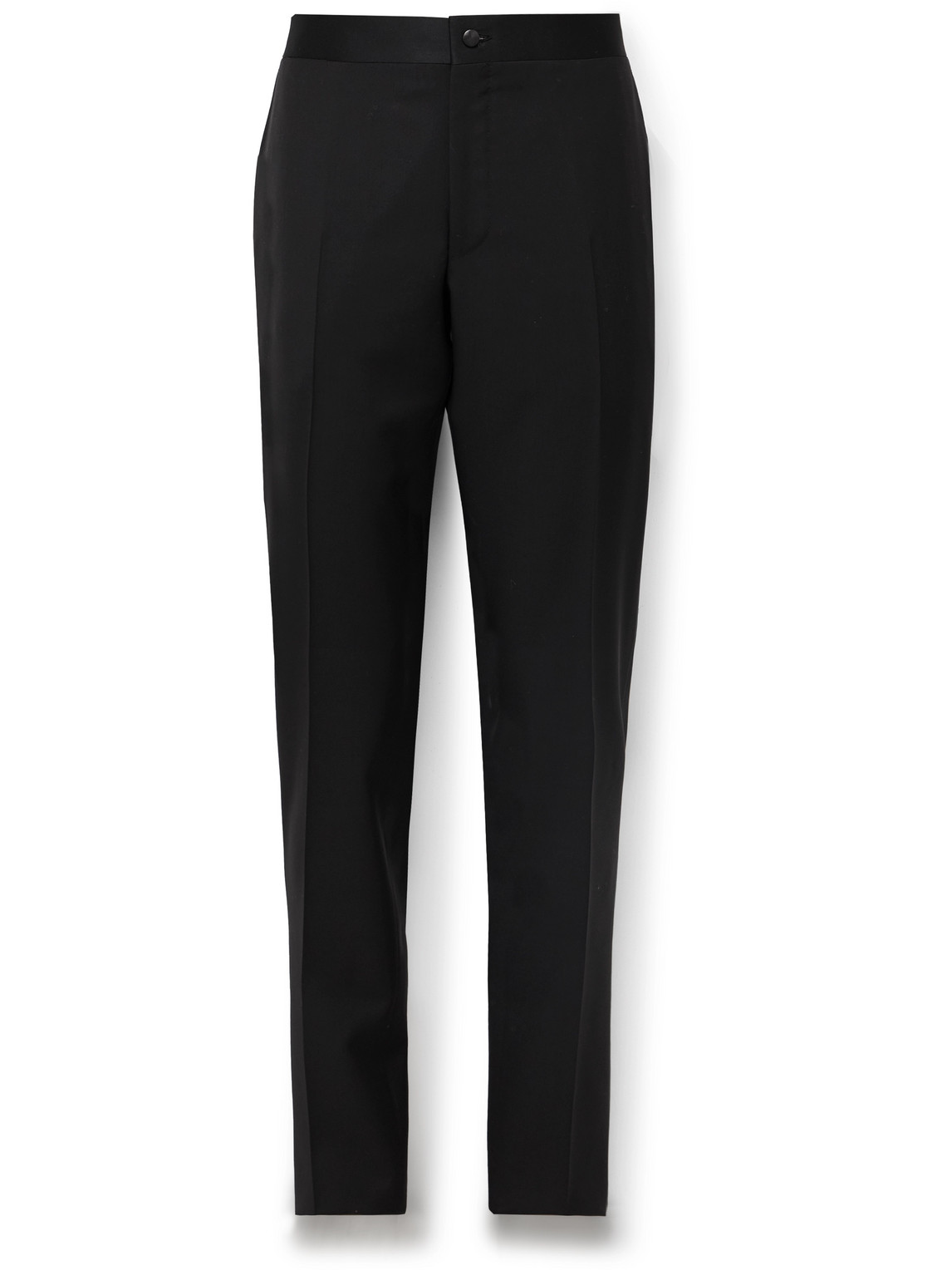 Canali Straight-leg Satin-trimmed Wool And Mohair-blend Tuxedo Trousers In Black