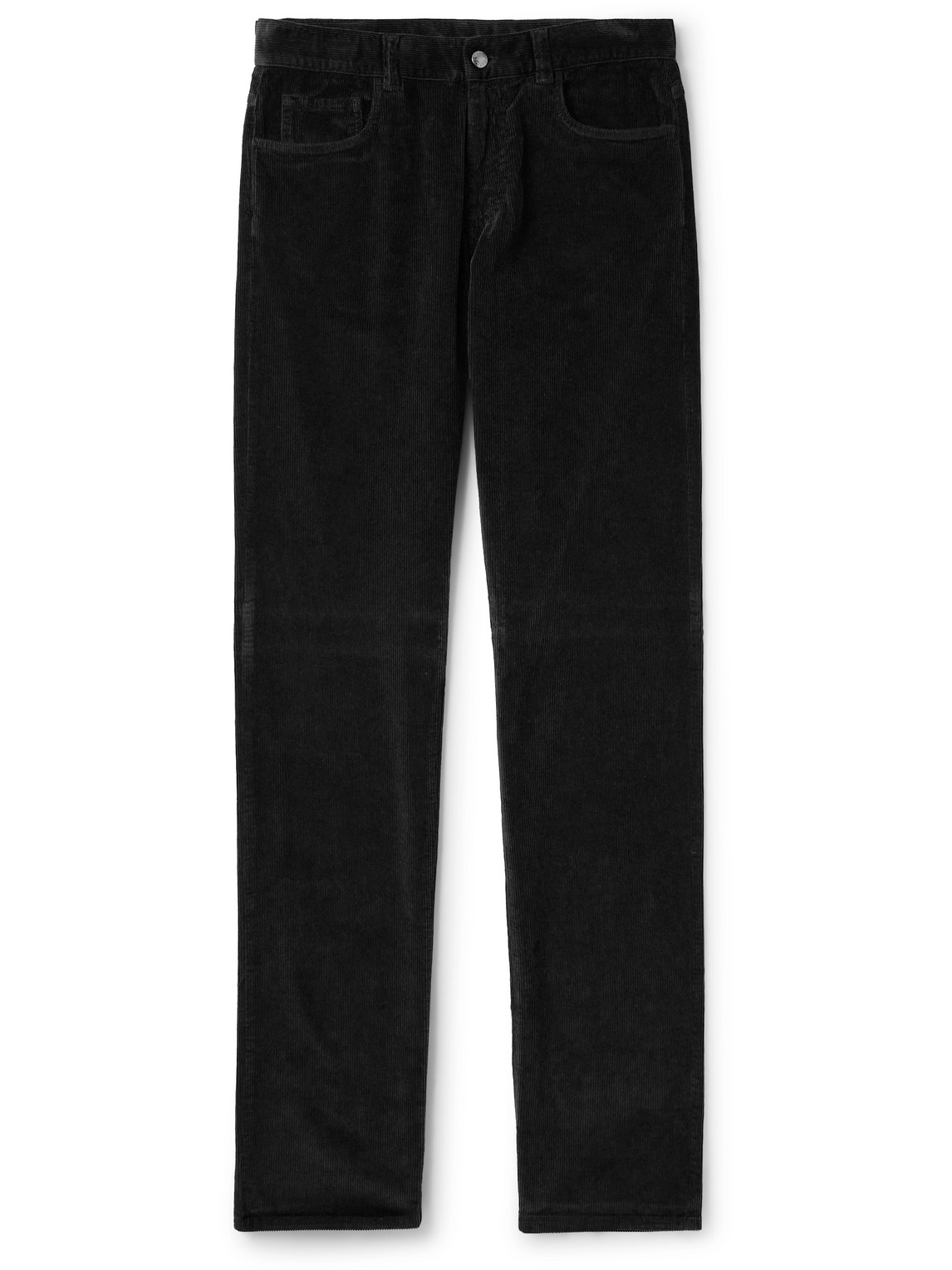 Canali Straight-leg Cotton-blend Corduroy Trousers In Black