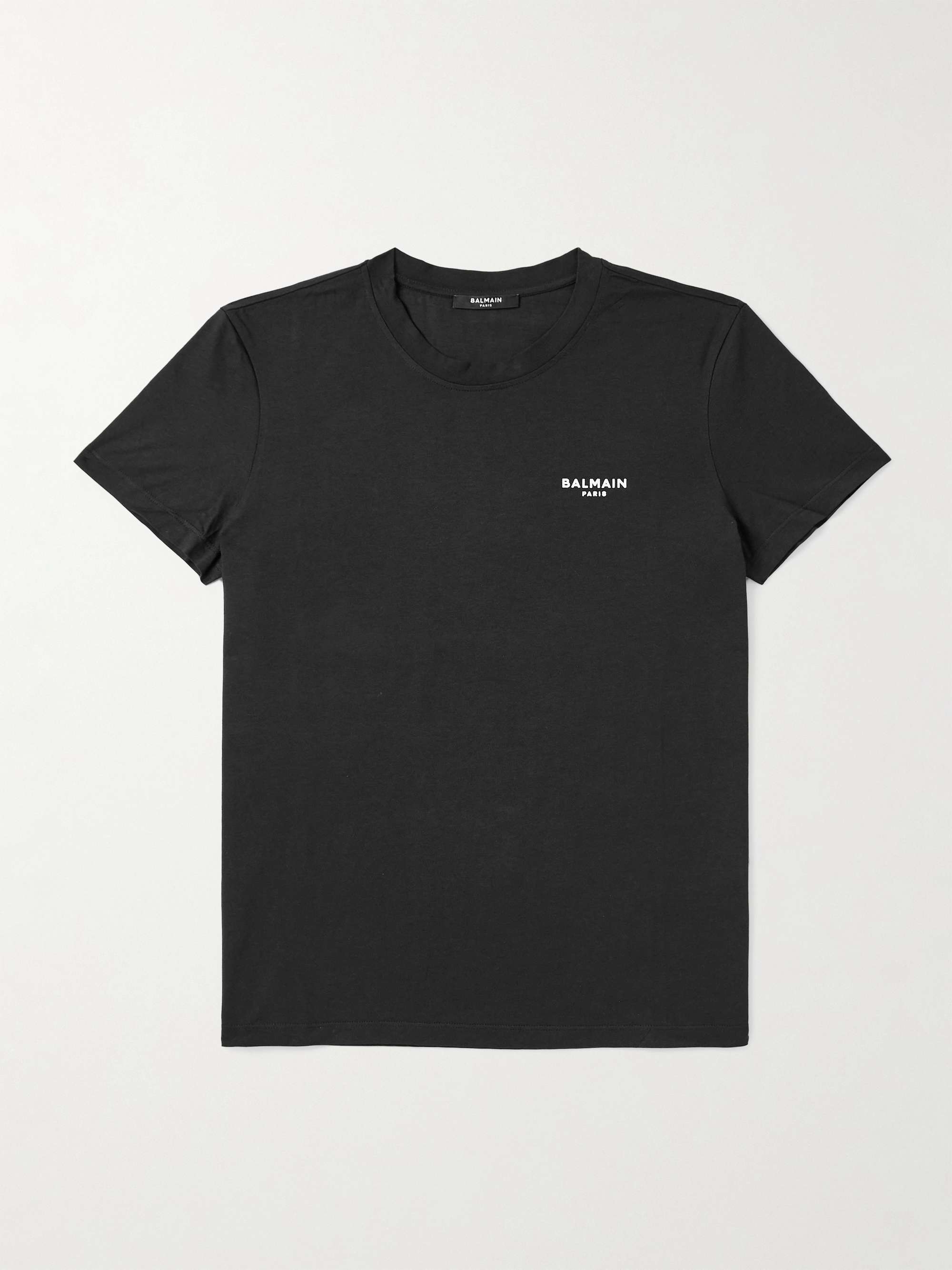 Logo Flocked Cotton Jersey T Shirt