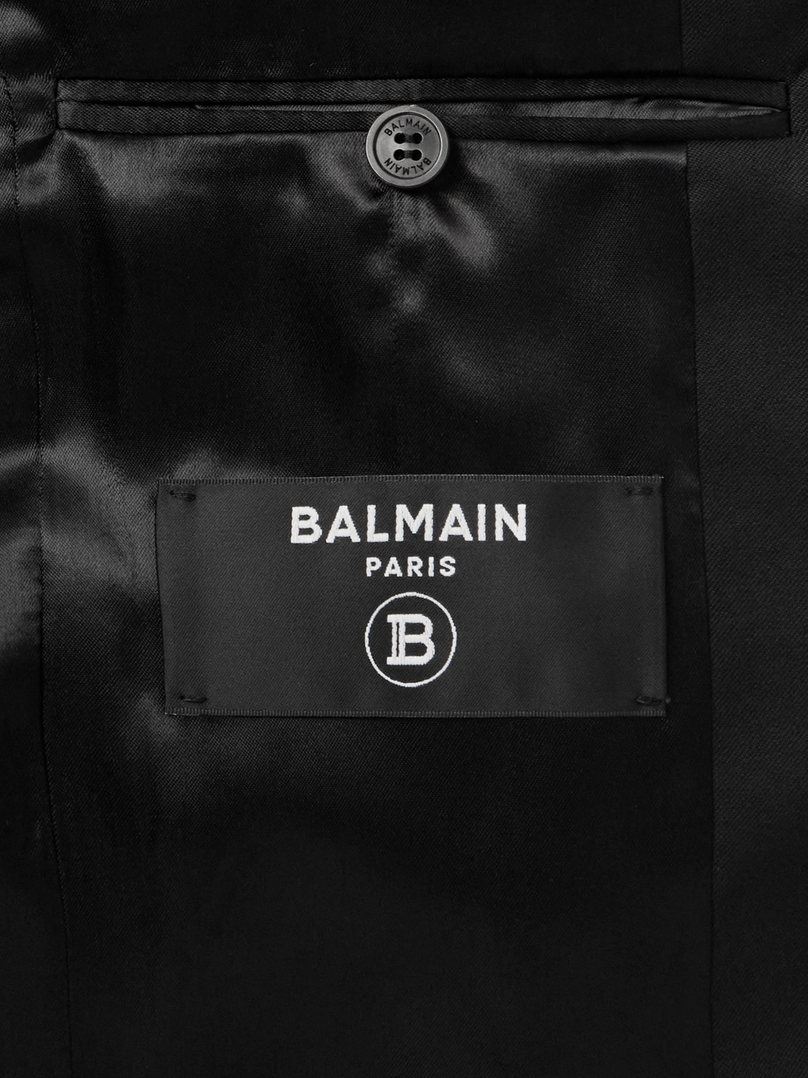 Shop Balmain Slim-fit Wool Blazer In Black