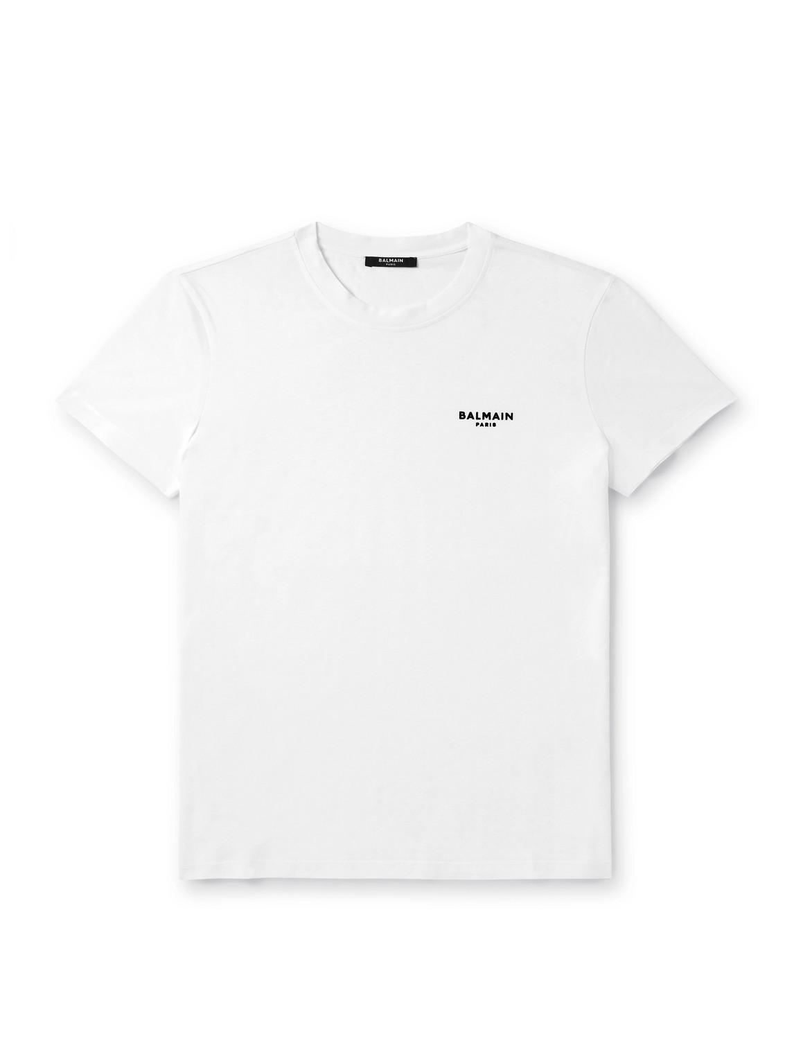 Balmain Logo-flocked Cotton-jersey T-shirt In White