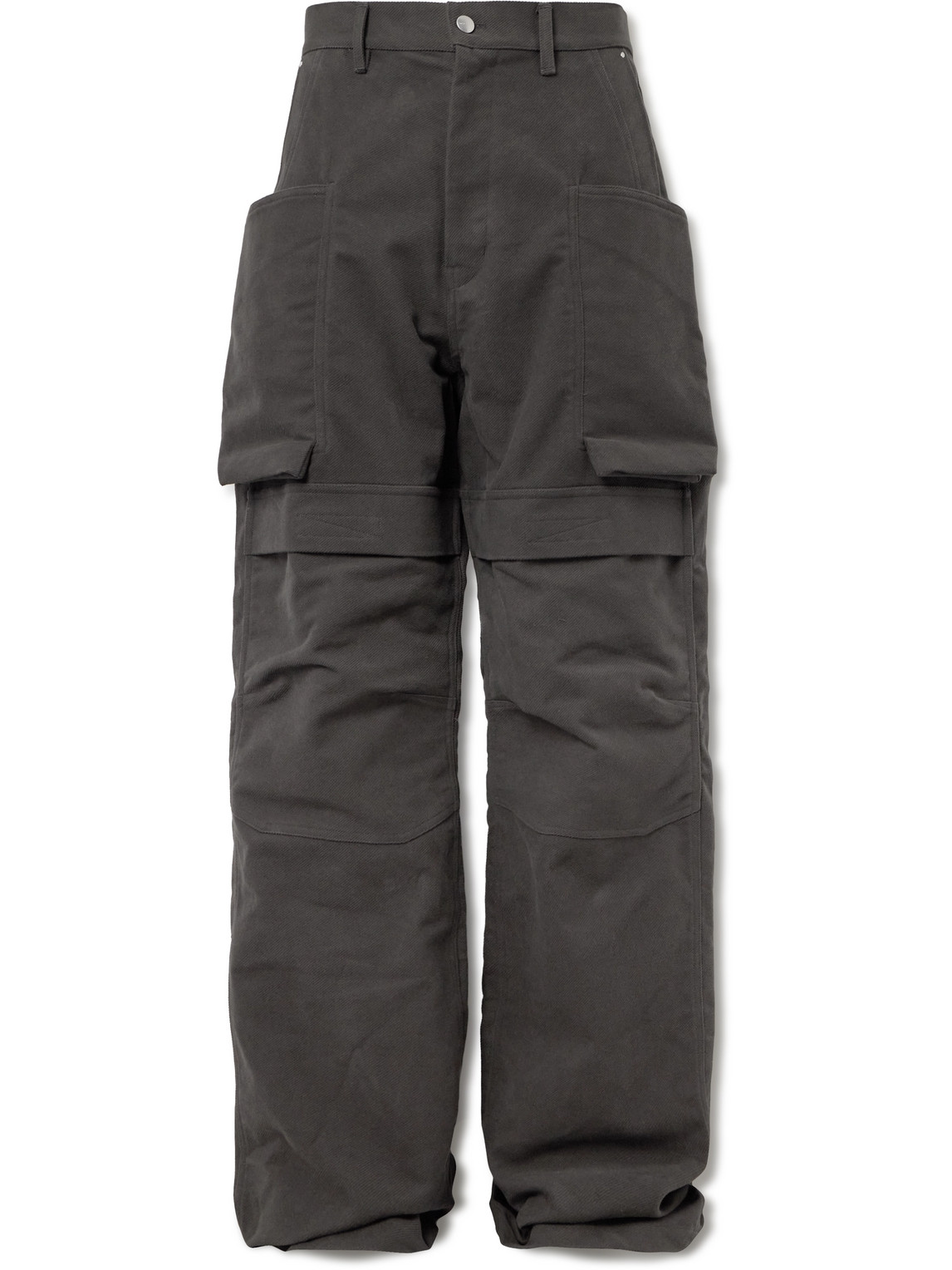 Rick Owens Stefan Wide-leg Brushed Cotton-drill Cargo Trousers In Gray