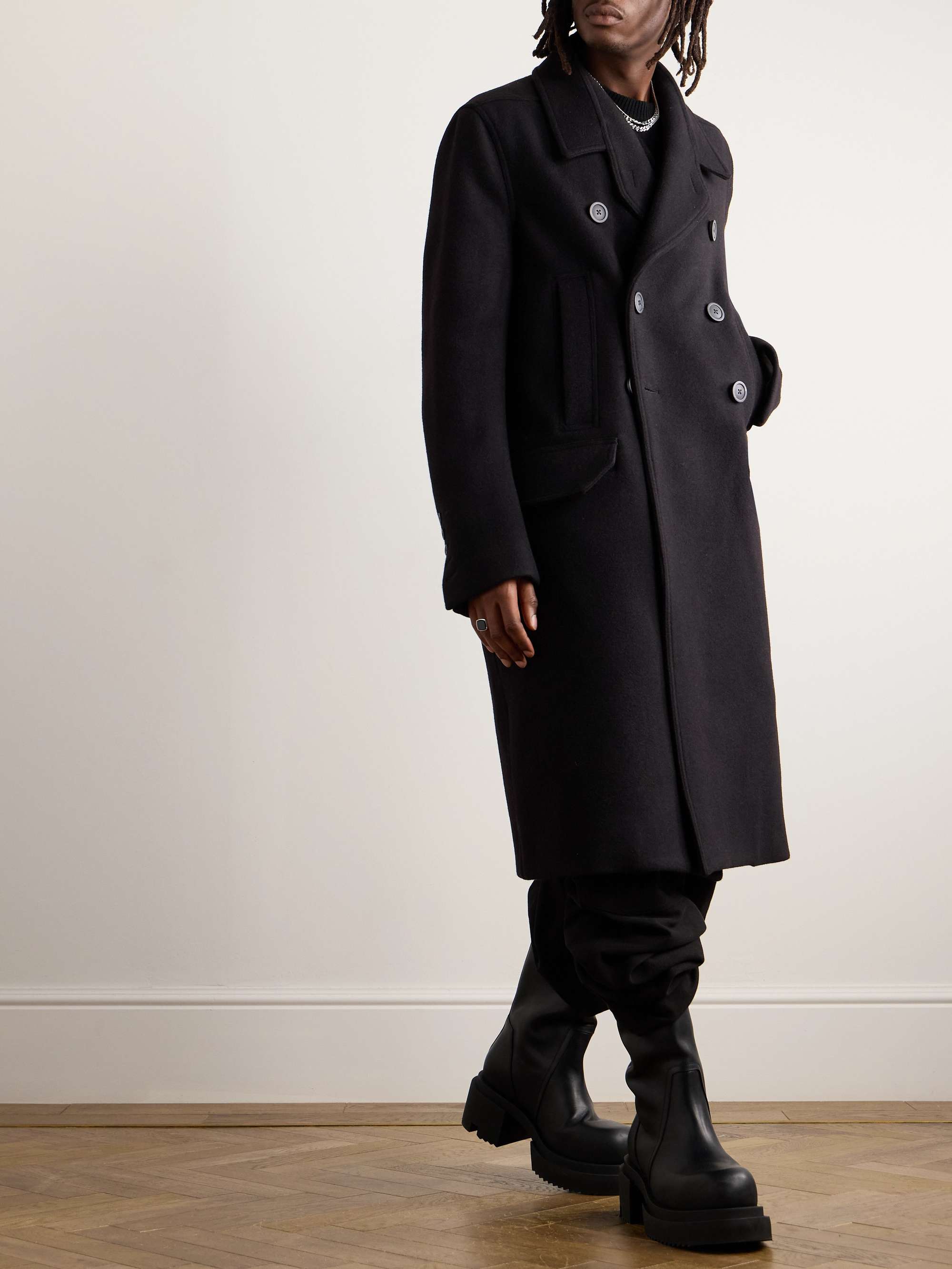 RICK OWENS Double Breasted Virgin Wool Coat for Men MR PORTER