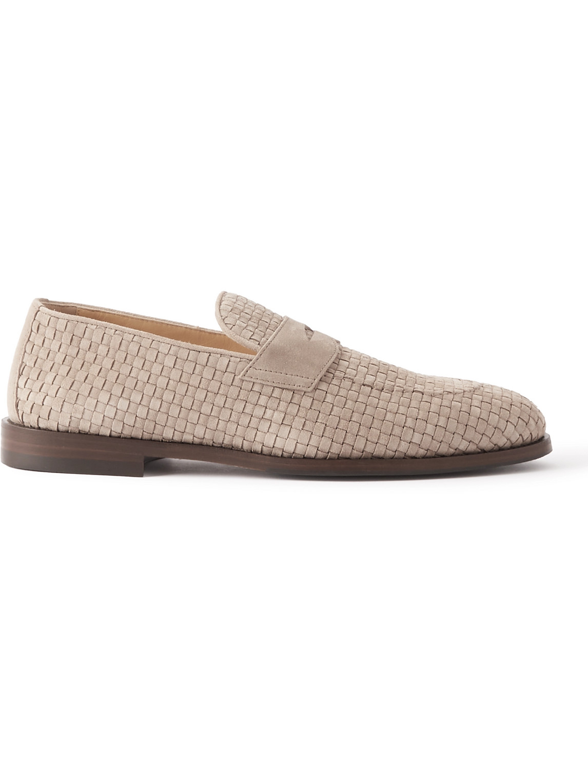 BRUNELLO CUCINELLI WOVEN SUEDE PENNY LOAFERS