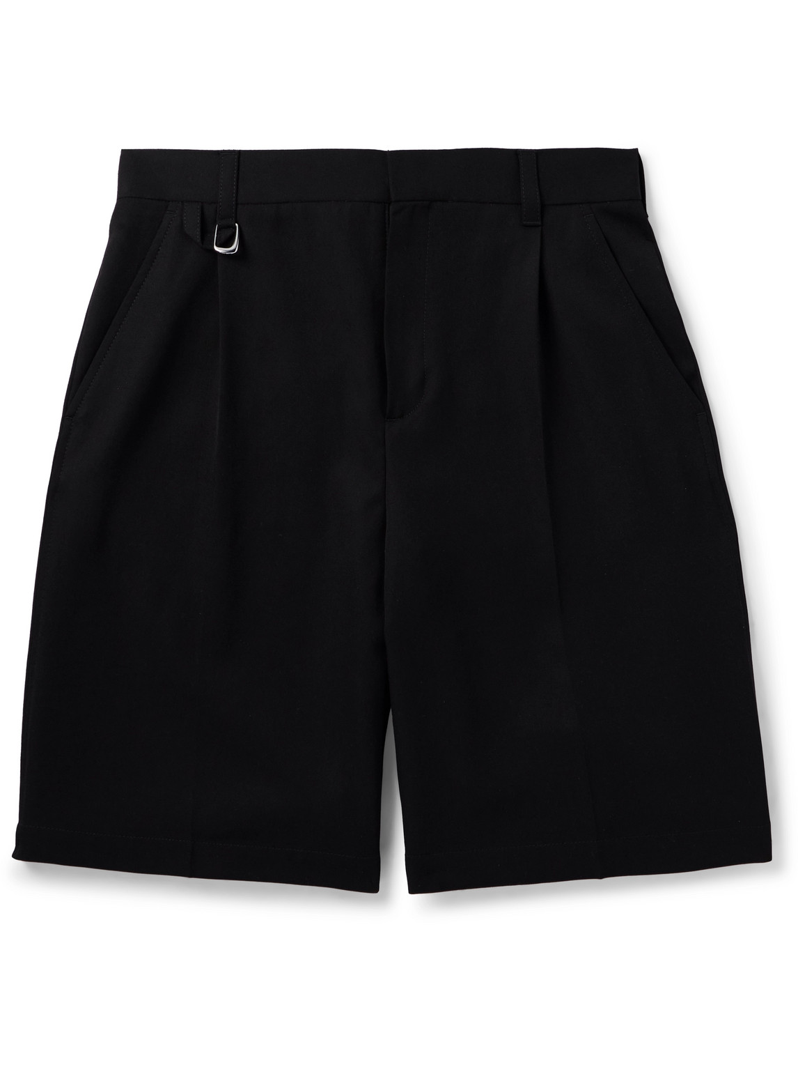 Jacquemus Melo Straight-leg Pleated Grain De Poudre Wool Bermuda Shorts In Black