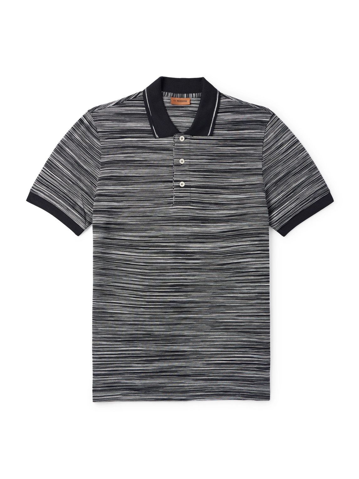 Missoni Space-dyed Cotton-piqué Polo Shirt In Black