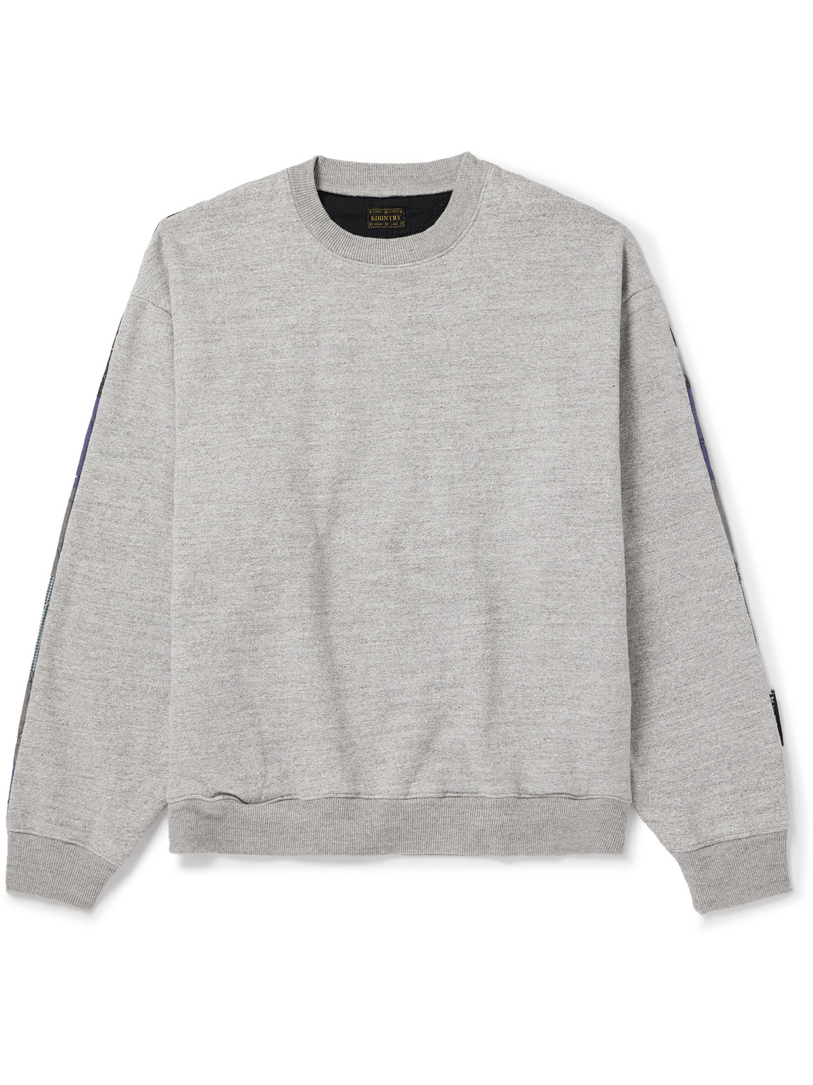 Kapital Patchwork Cotton-jersey And Cotton And Linen-blend Sweatshirt In Grey