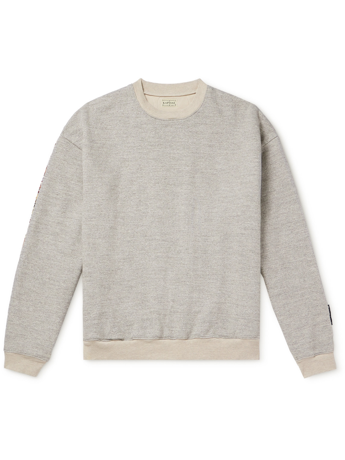 KAPITAL PECKISH MARIA COTTON-JERSEY AND QUILTED SHELL SWEATSHIRT