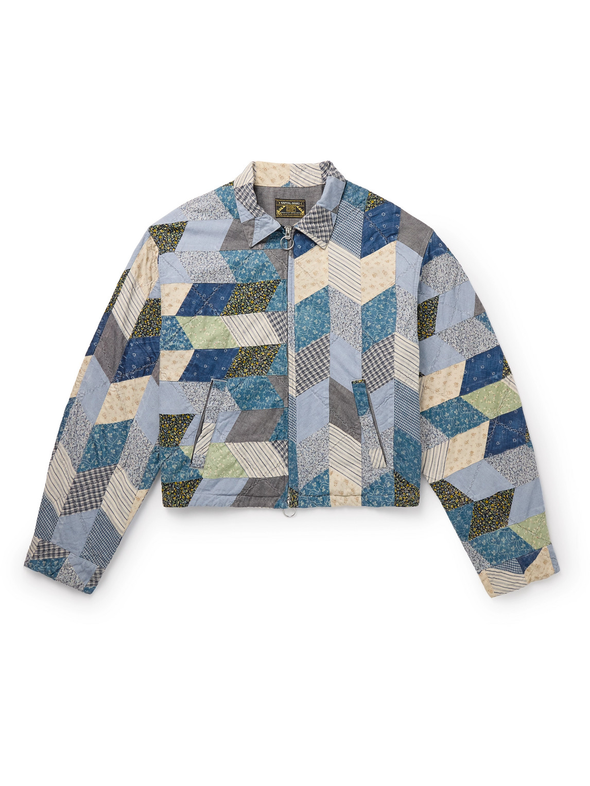 Kapital Yabane Cropped Quilted Patchwork Cotton And Linen-blend Jacket In Blue