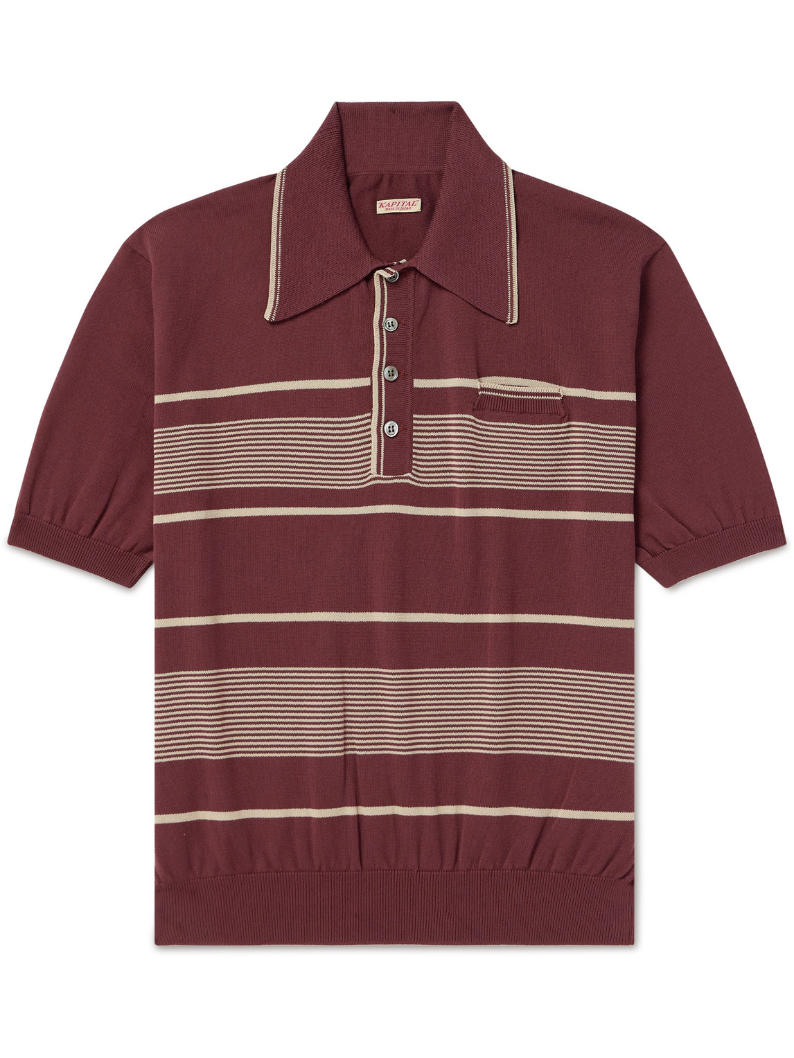 Kapital Carol Striped Cotton-blend Polo Shirt In Burgundy