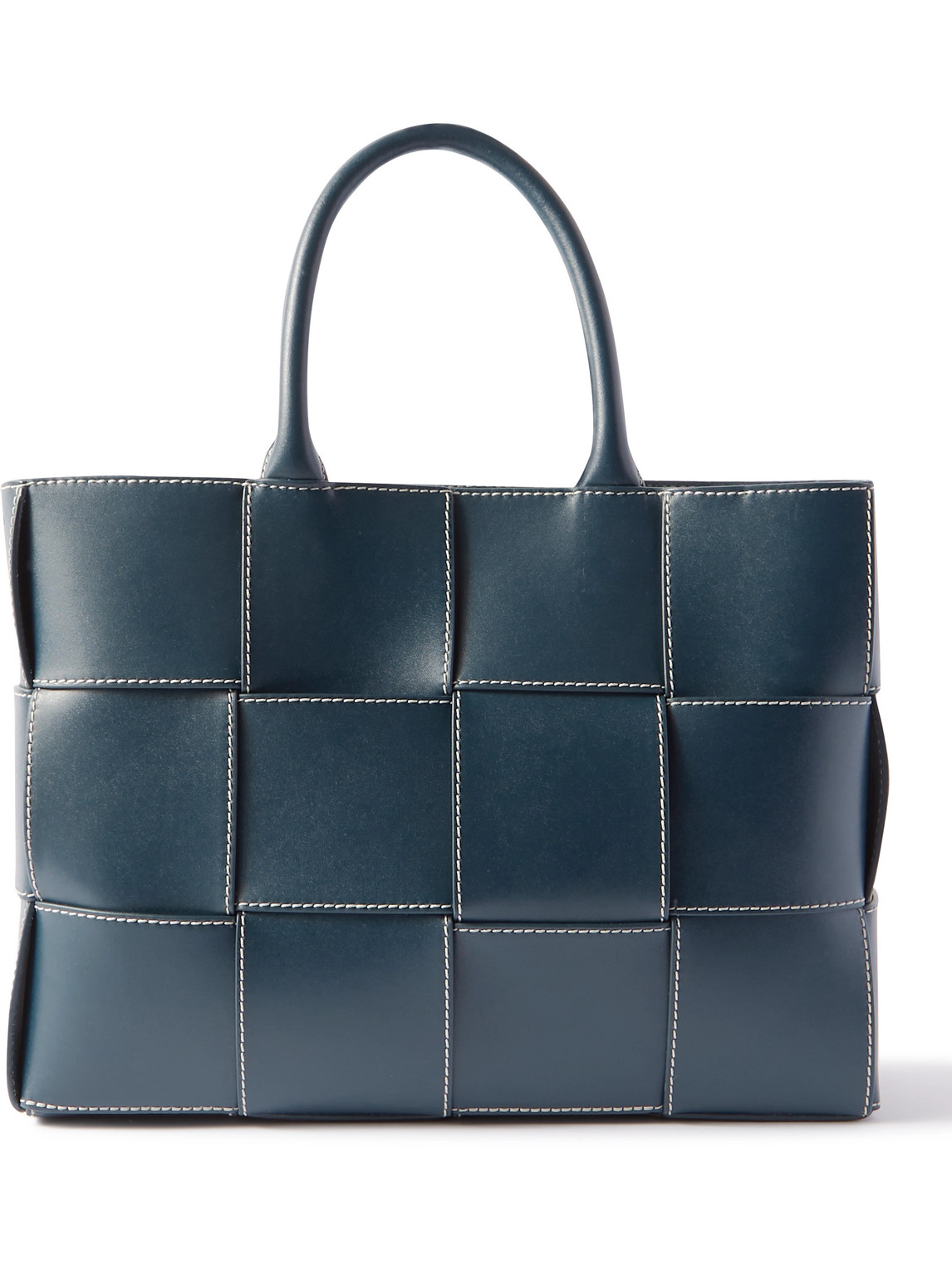 Bottega Veneta Mini Arco Intrecciato Leather Tote Bag In Blue
