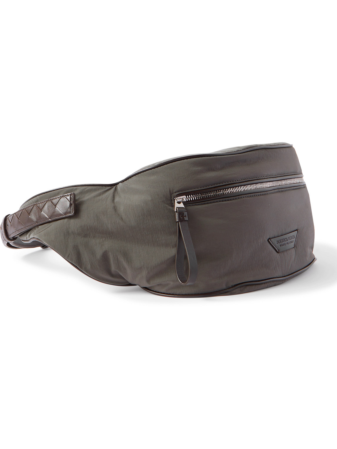 Bottega Veneta Leather-trimmed Shell Belt Bag In Black