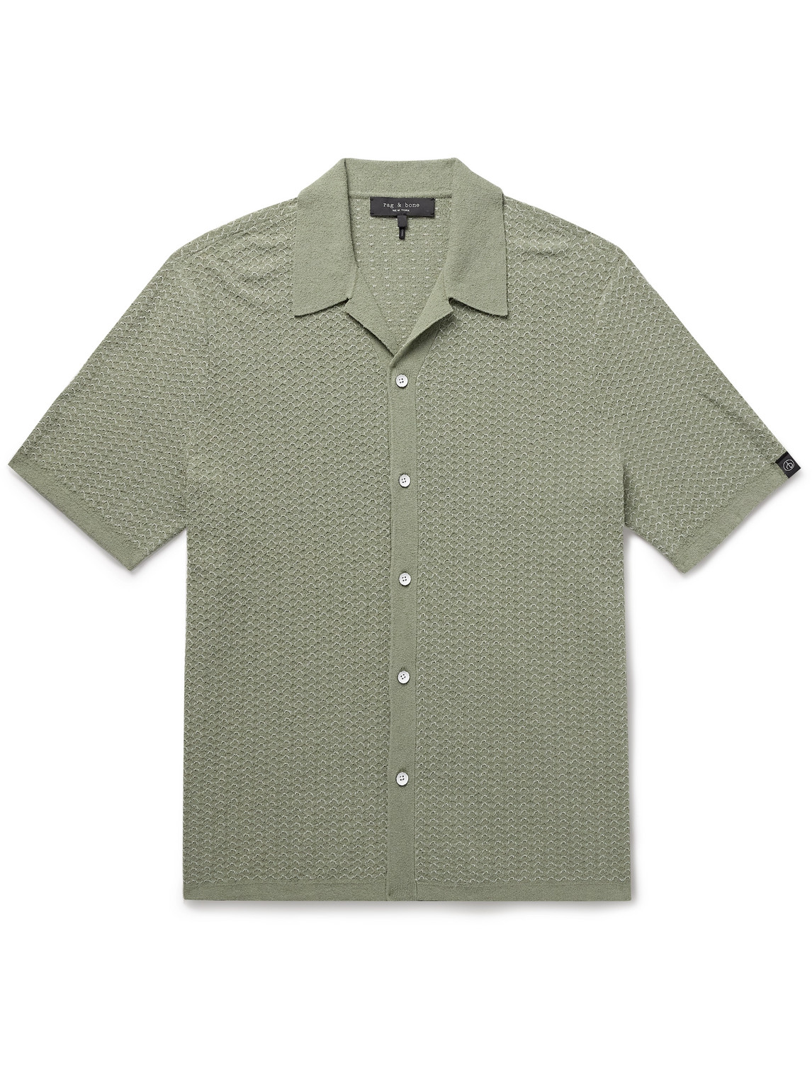 Rag & Bone Avery Camp-collar Honeycomb-knit Cotton-blend Terry Shirt In Green