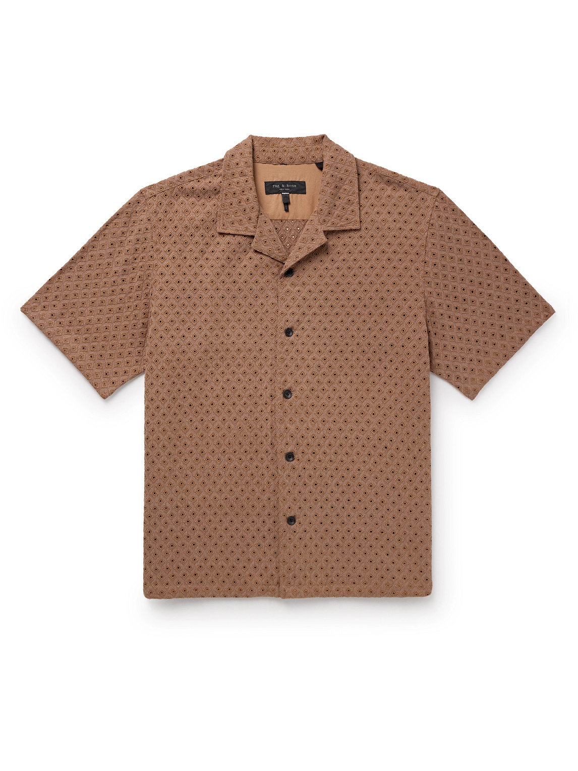 Rag & Bone Avery Resort Camp-collar Broderie Anglaise Tencel™ Lyocell Shirt In Brown