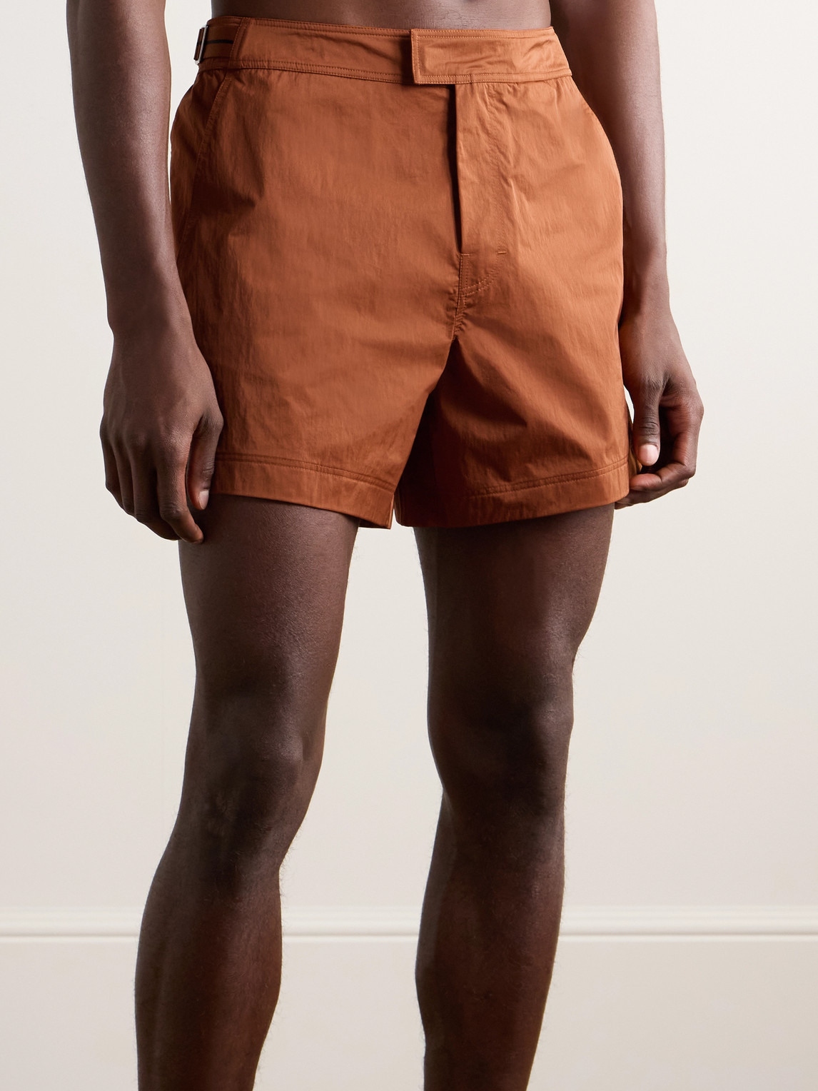 Shop Zegna Straight-leg Mid-length Swim Shorts In Brown