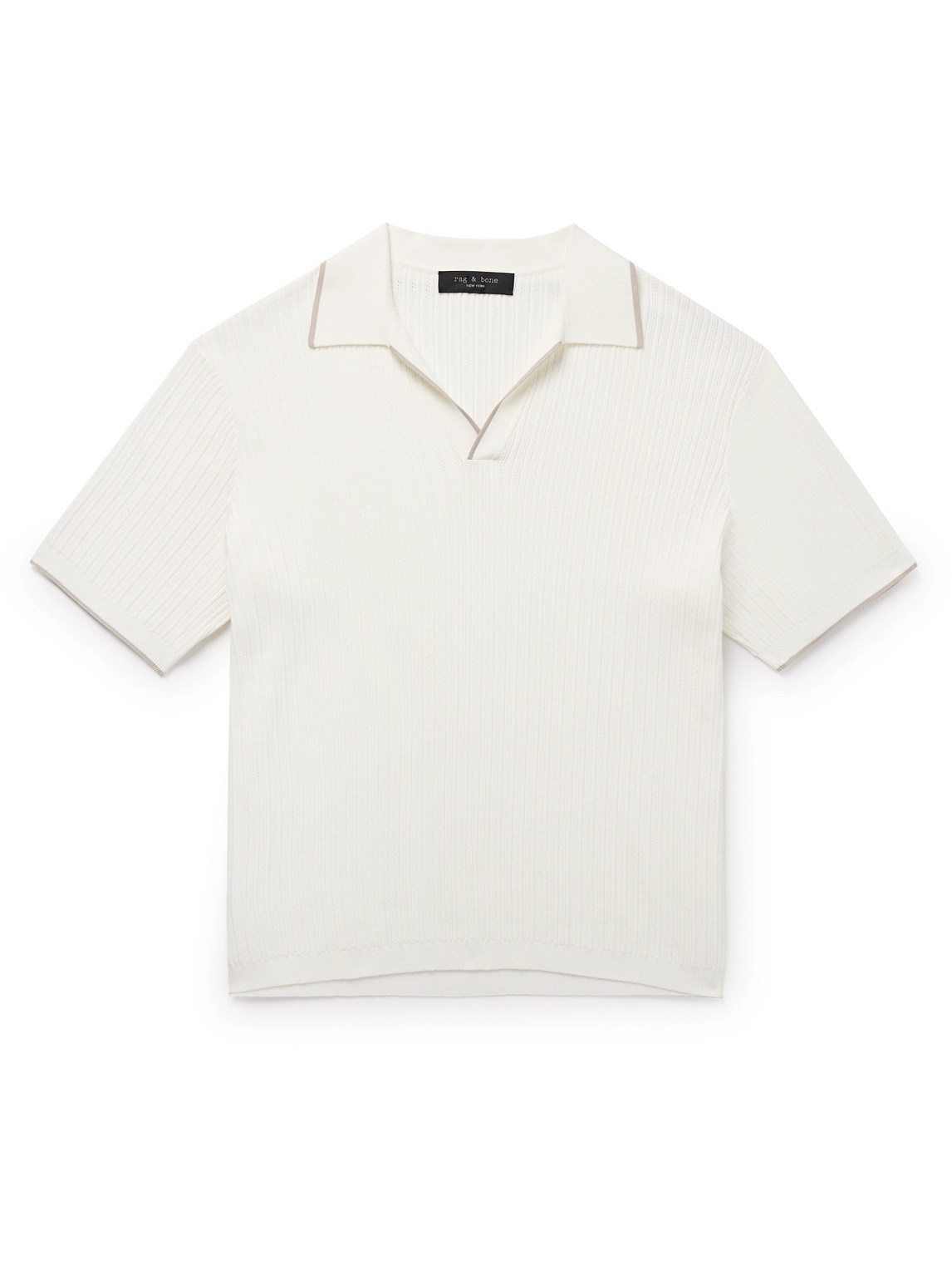 Rag & Bone Johnny Harbour Ribbed Cotton-blend Polo Shirt In Neutrals