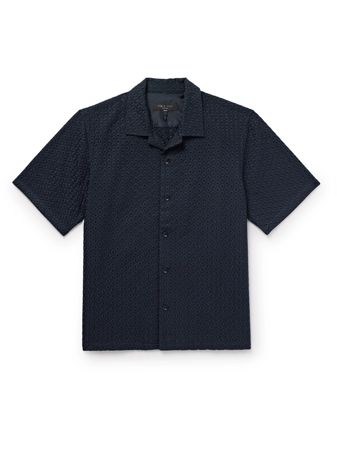 Rag & Bone Avery Resort Camp-collar Broderie Anglaise Tencel™ Lyocell Shirt In Blue