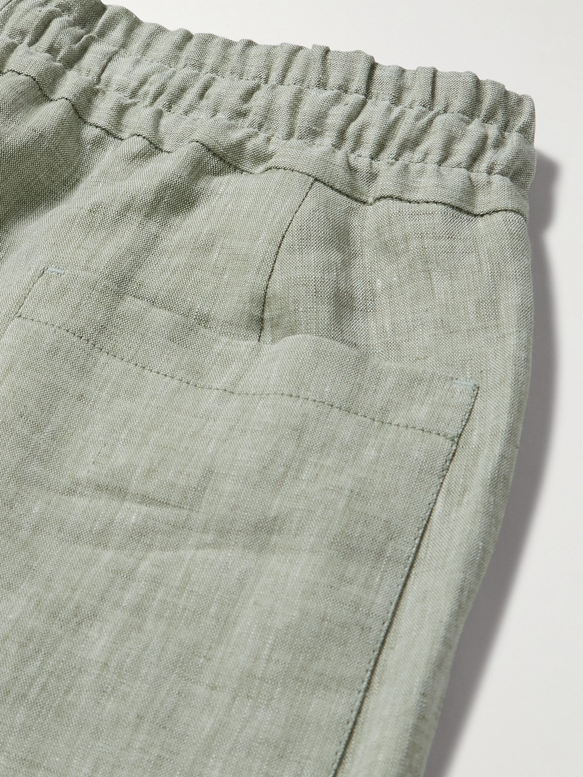 Shop Kingsman Straight-leg Linen Drawstring Shorts In Green