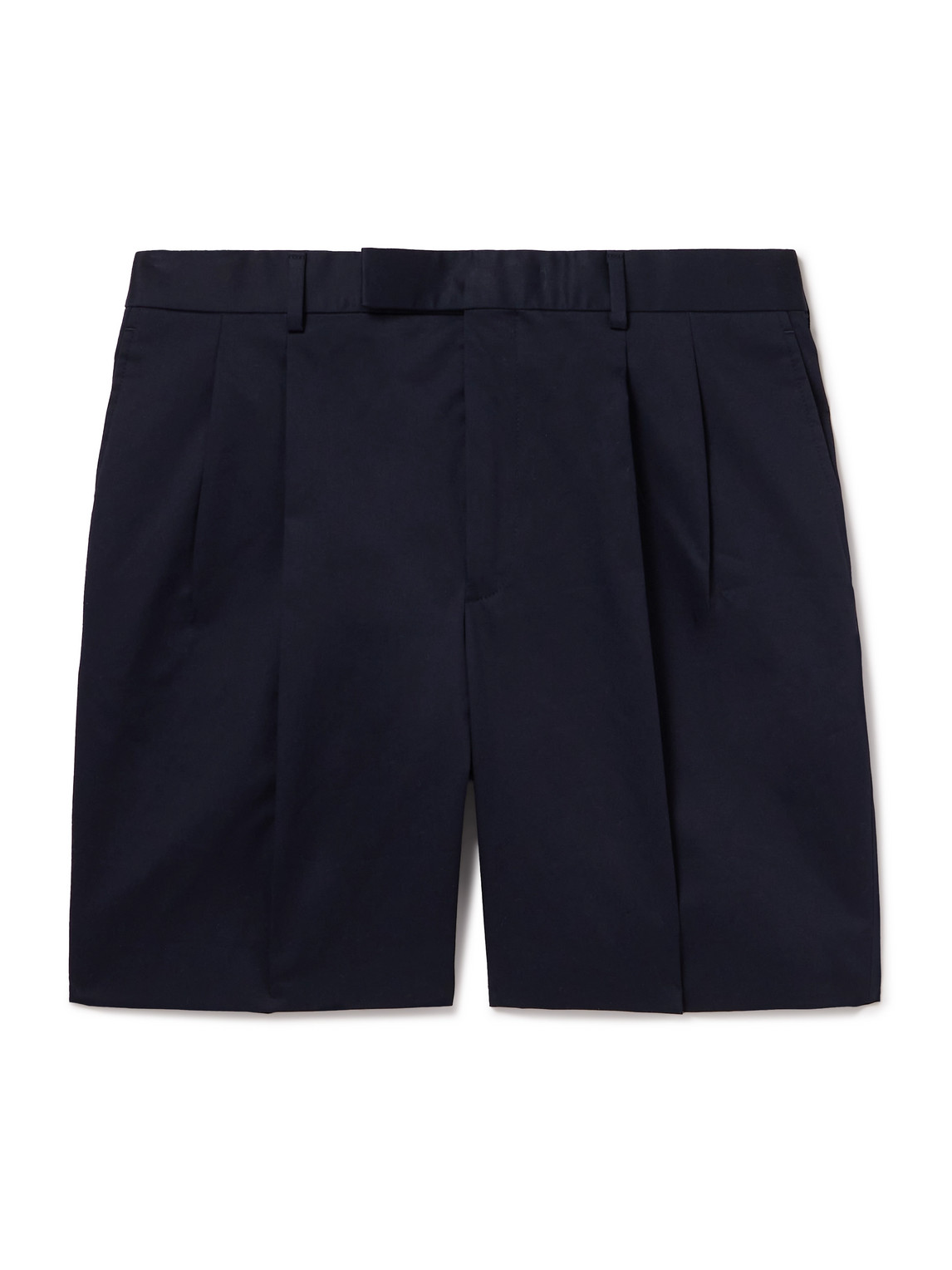 Kingsman Pleated Cotton-blend Twill Shorts In Blue