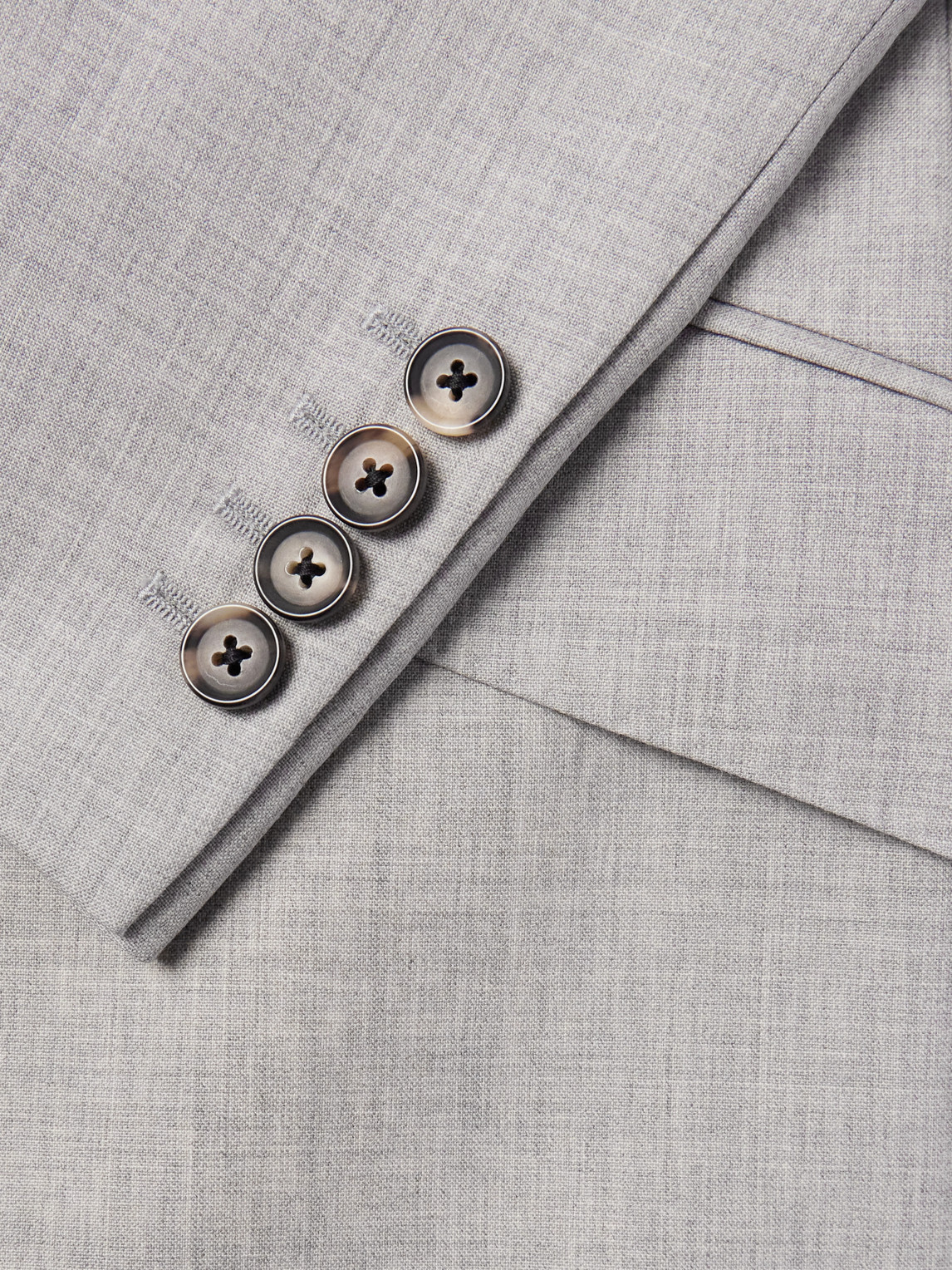 Shop Kingsman Slim-fit Double-breasted Wool Suit Jacket In Gray