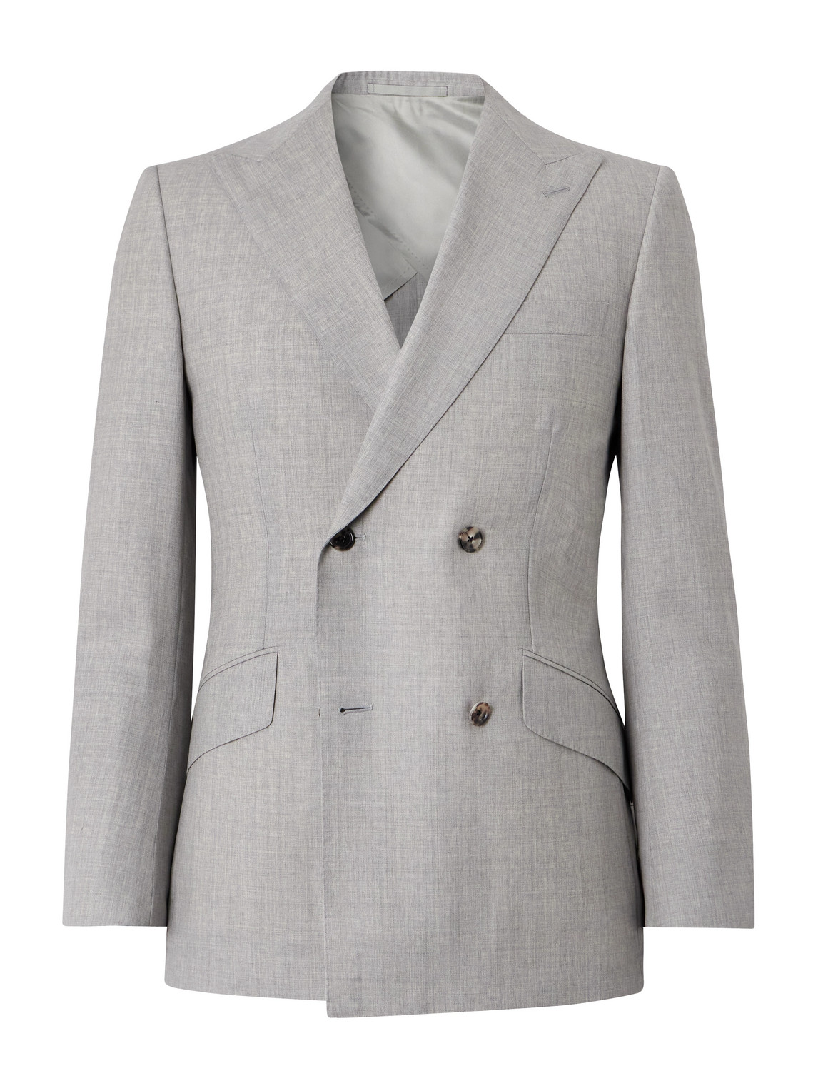 Kingsman Slim-fit Double-breasted Wool Suit Jacket In Gray