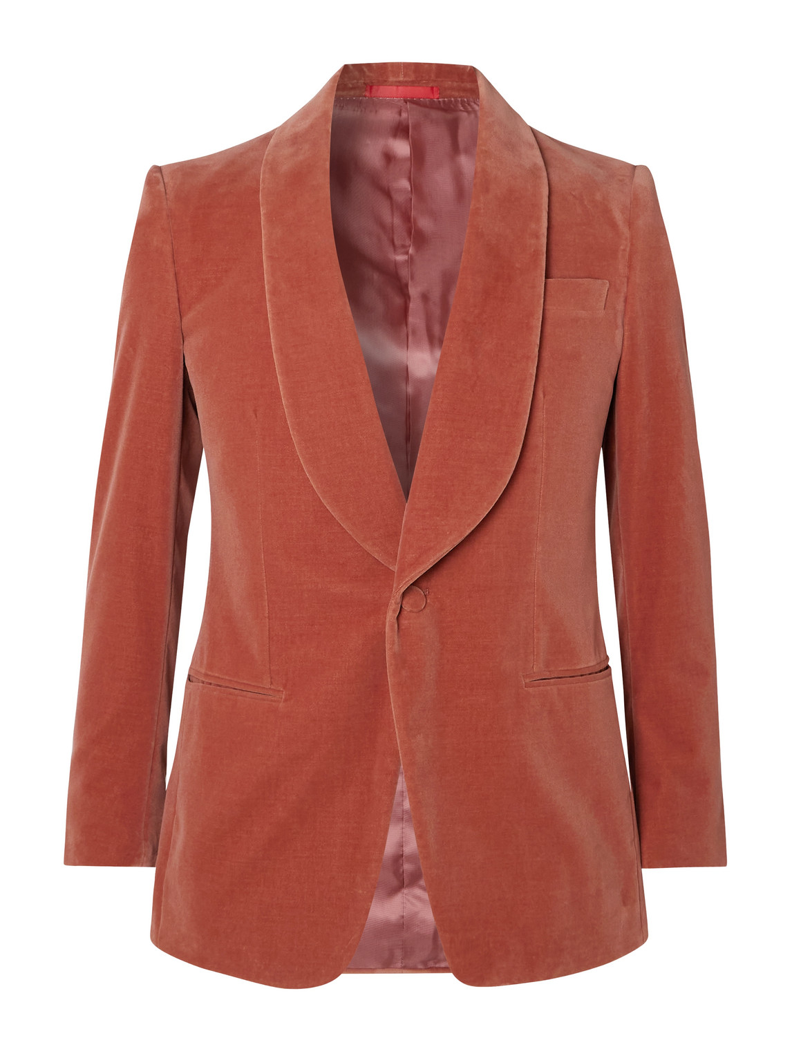 Kingsman Shawl-collar Cotton-velvet Tuxedo Jacket In Brown
