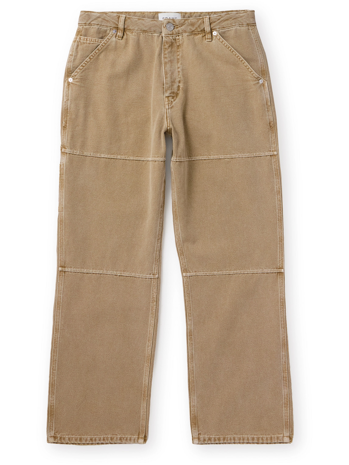 Frame Straight-leg Panelled Cotton-canvas Trousers In Brown