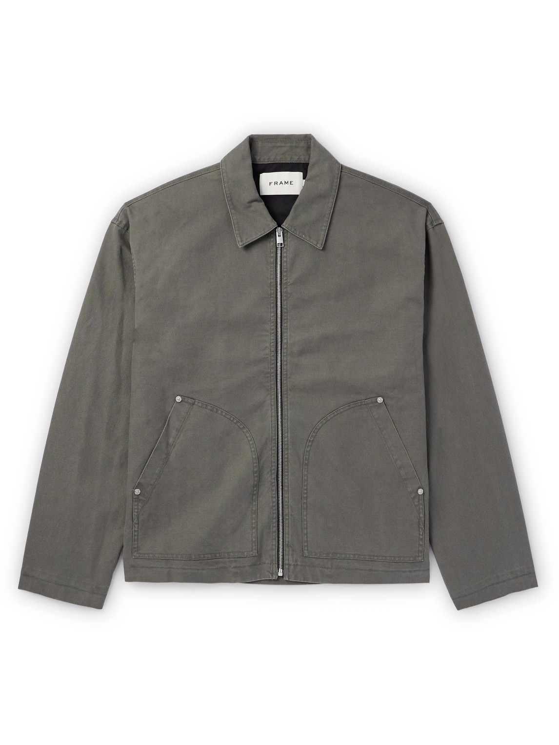 Frame Canvas Cotton Shirt Jacket In Green