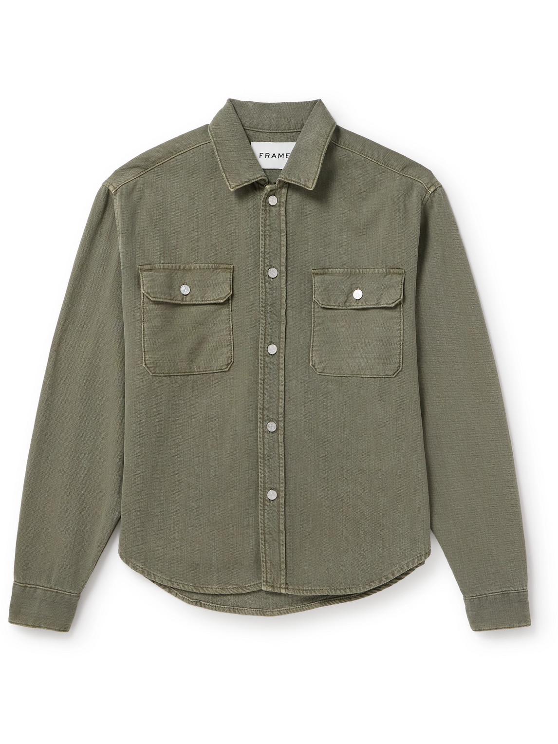 Shop Frame Cotton Overshirt In Green