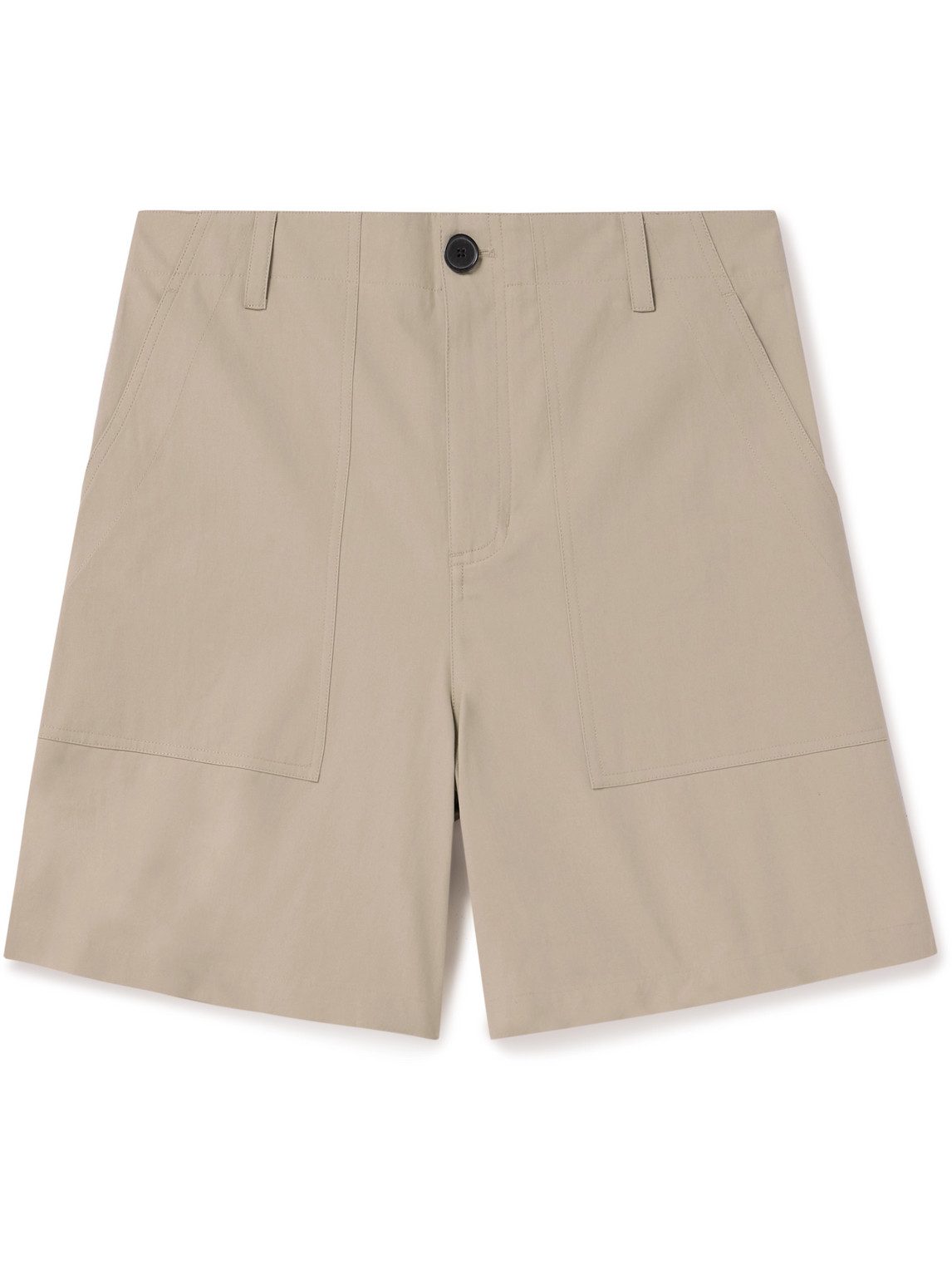 Frame Patch Traveler Straight-leg Cotton Drawstring Shorts In Neutrals