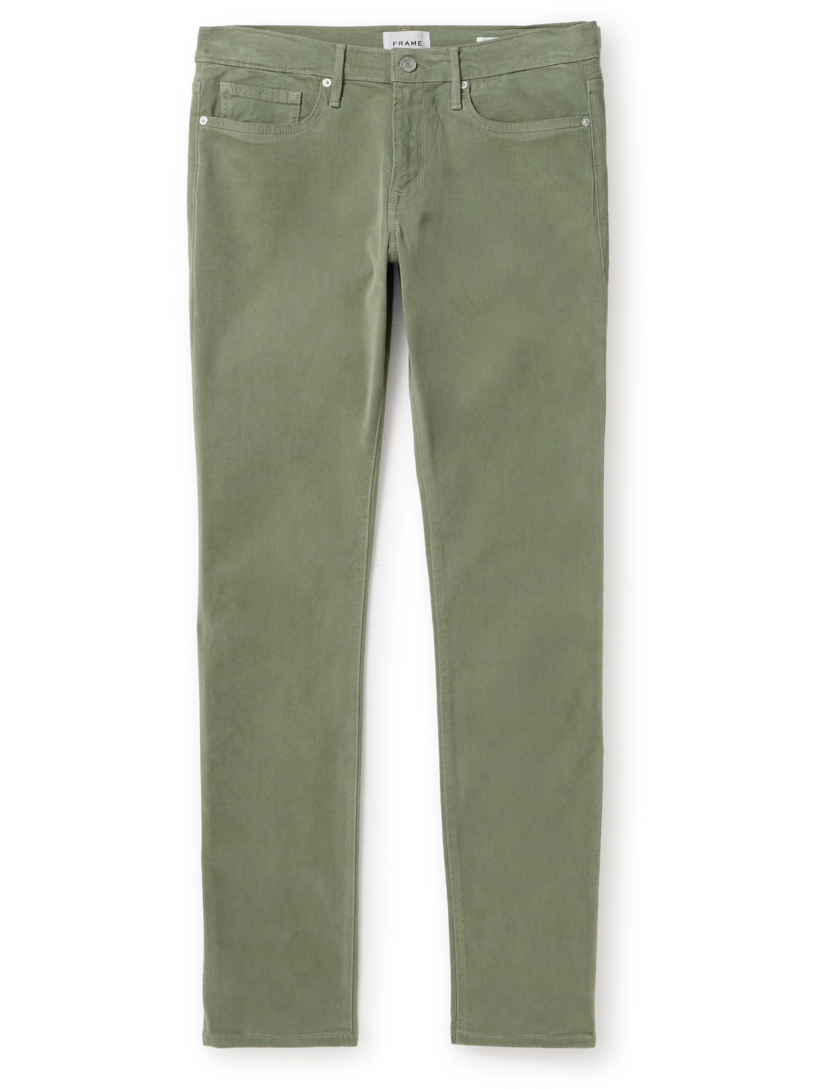 Frame L'homme Slim-fit Stretch Lyocell-blend Trousers In Green