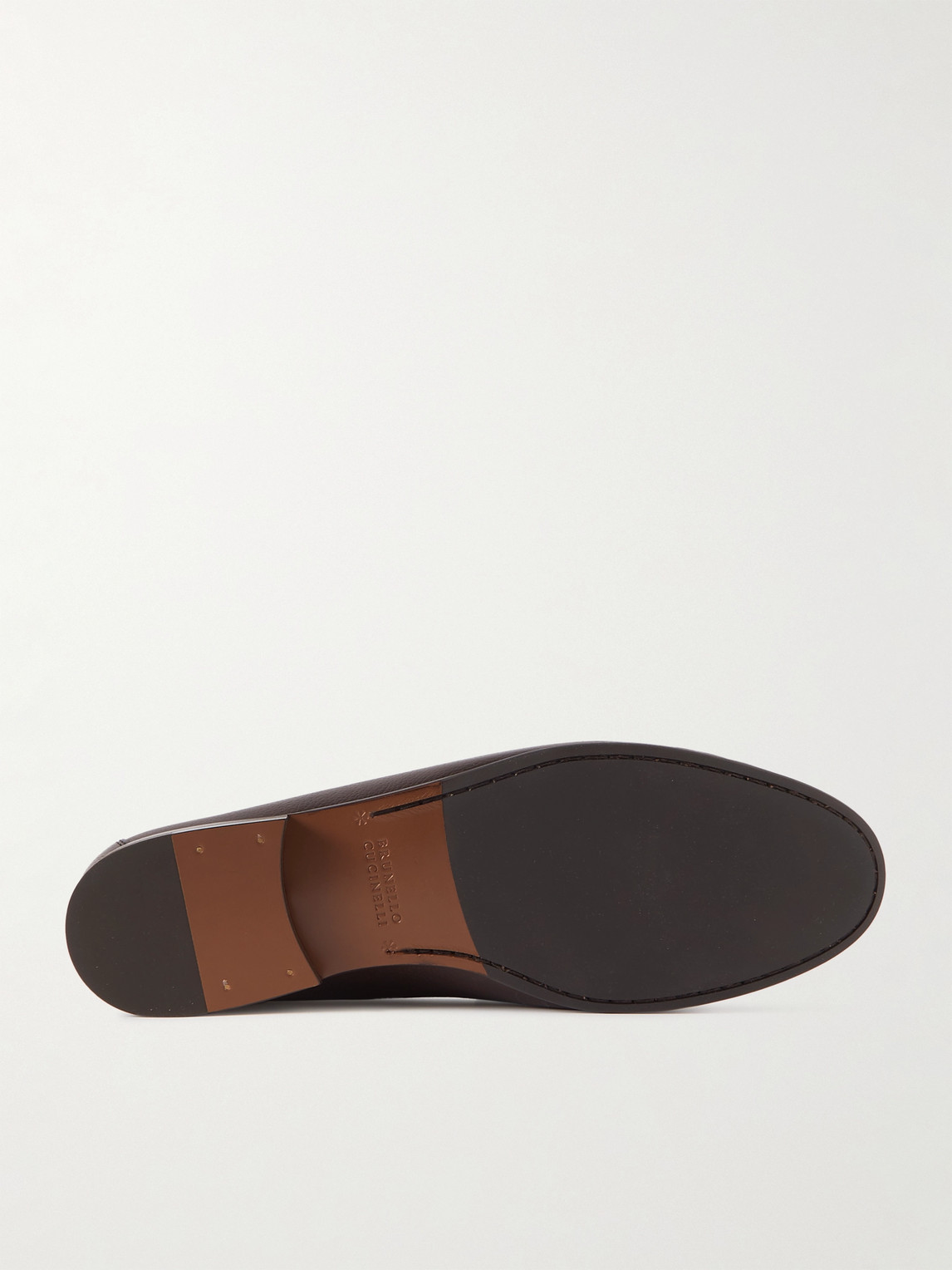 Shop Brunello Cucinelli Horsebit Full-grain Leather Loafers In Brown
